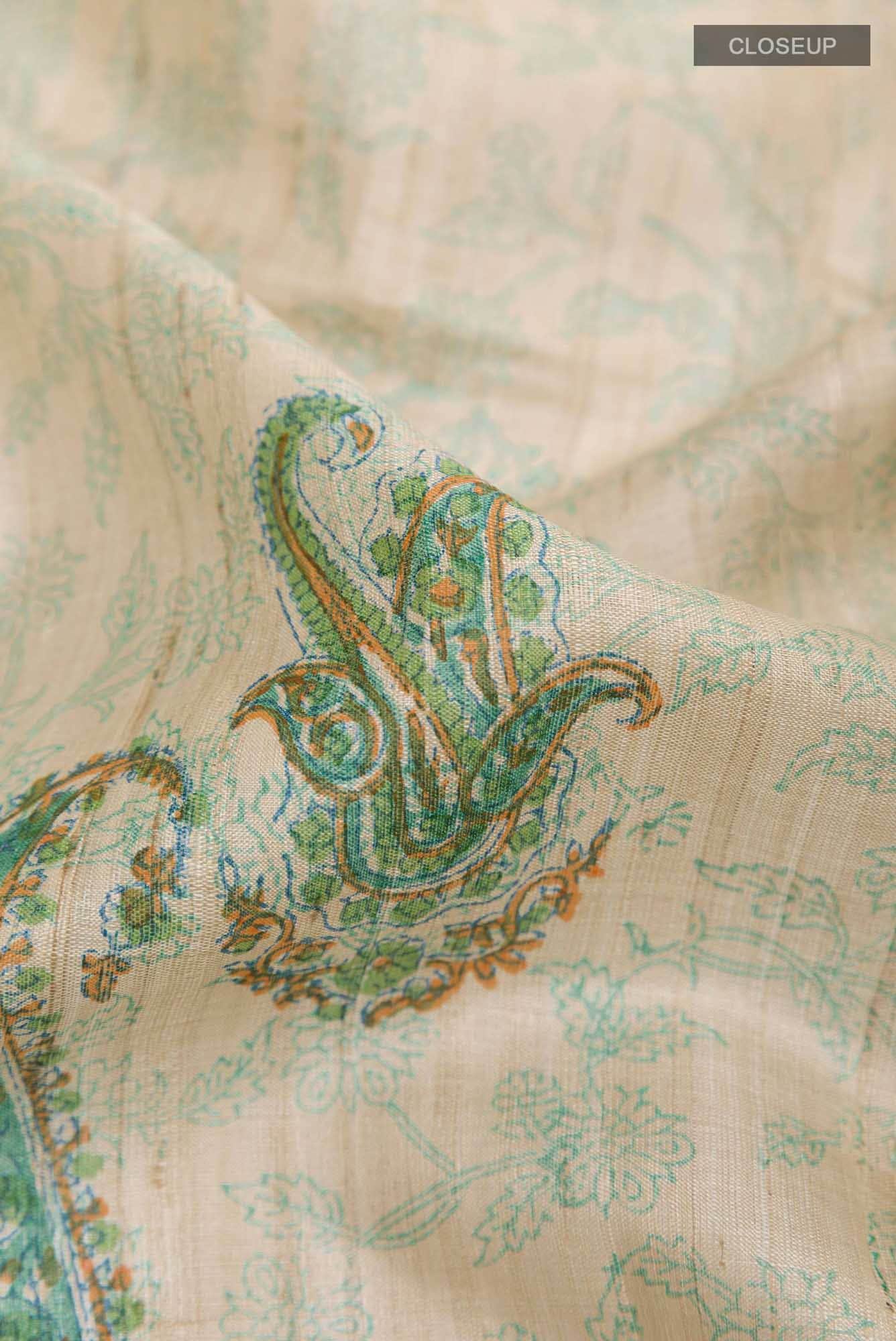 Beige Tussar Saree