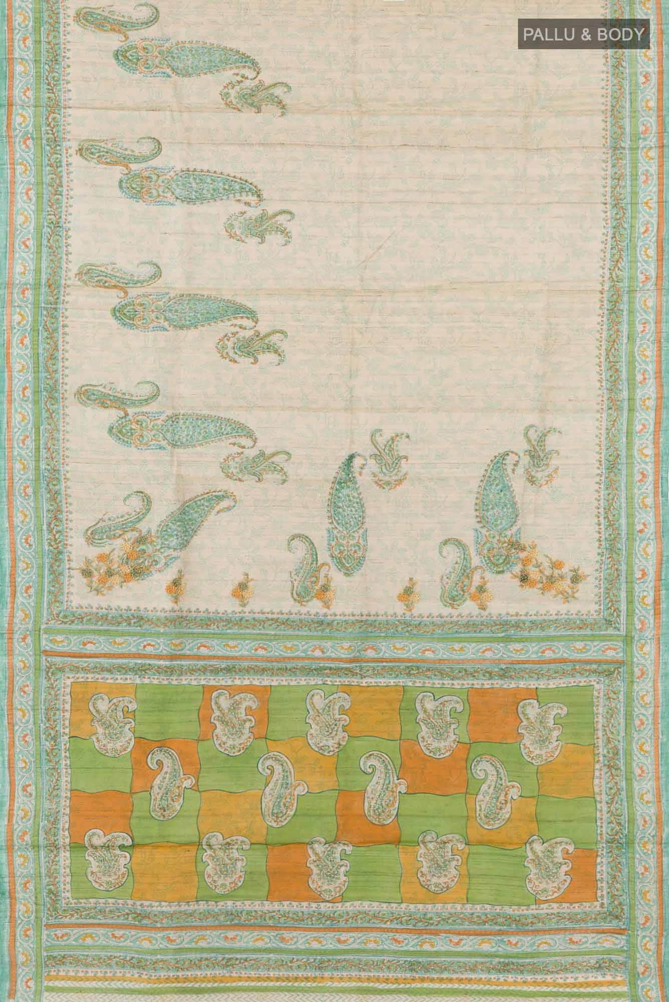 Beige Tussar Saree