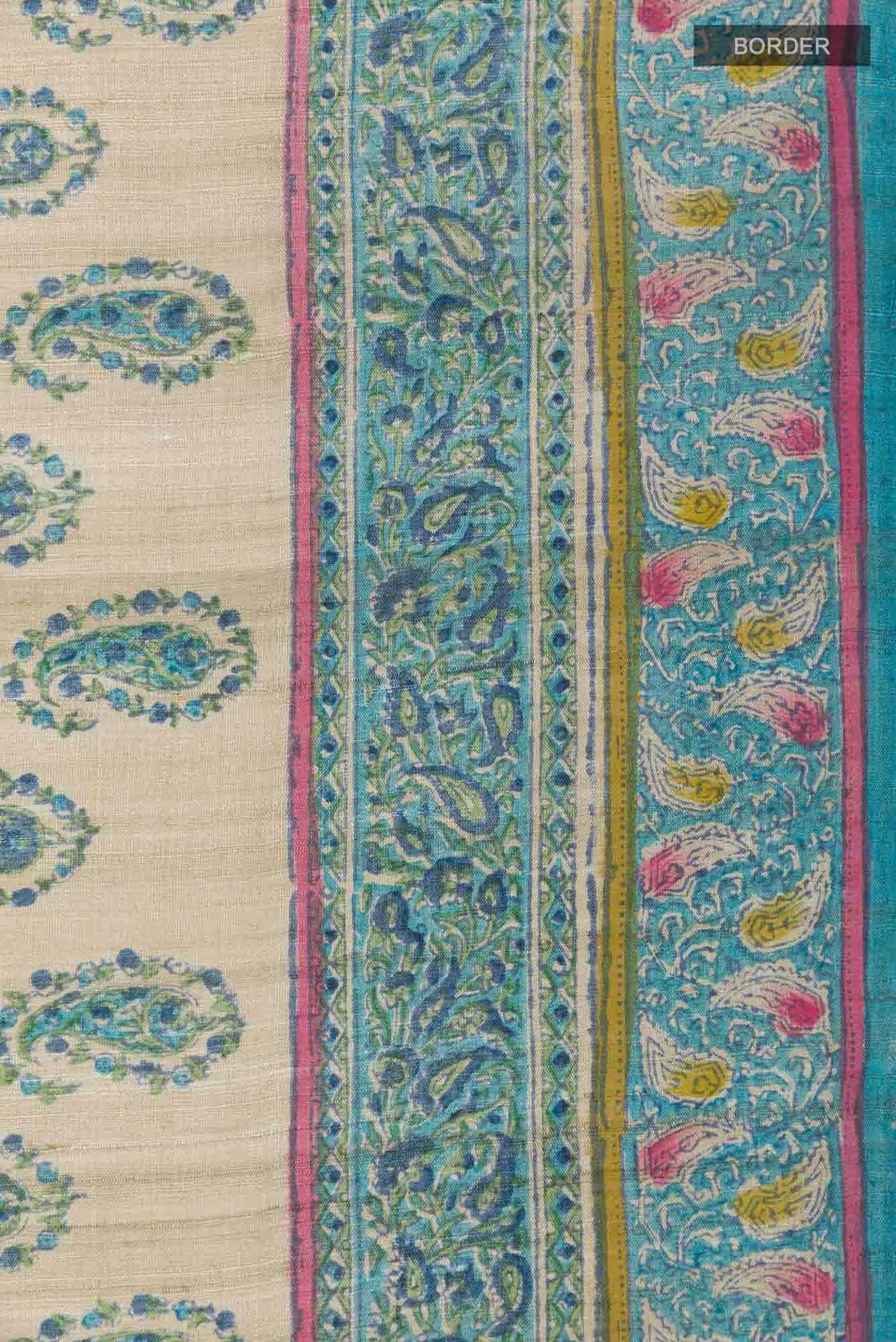 Beige Tussar Saree