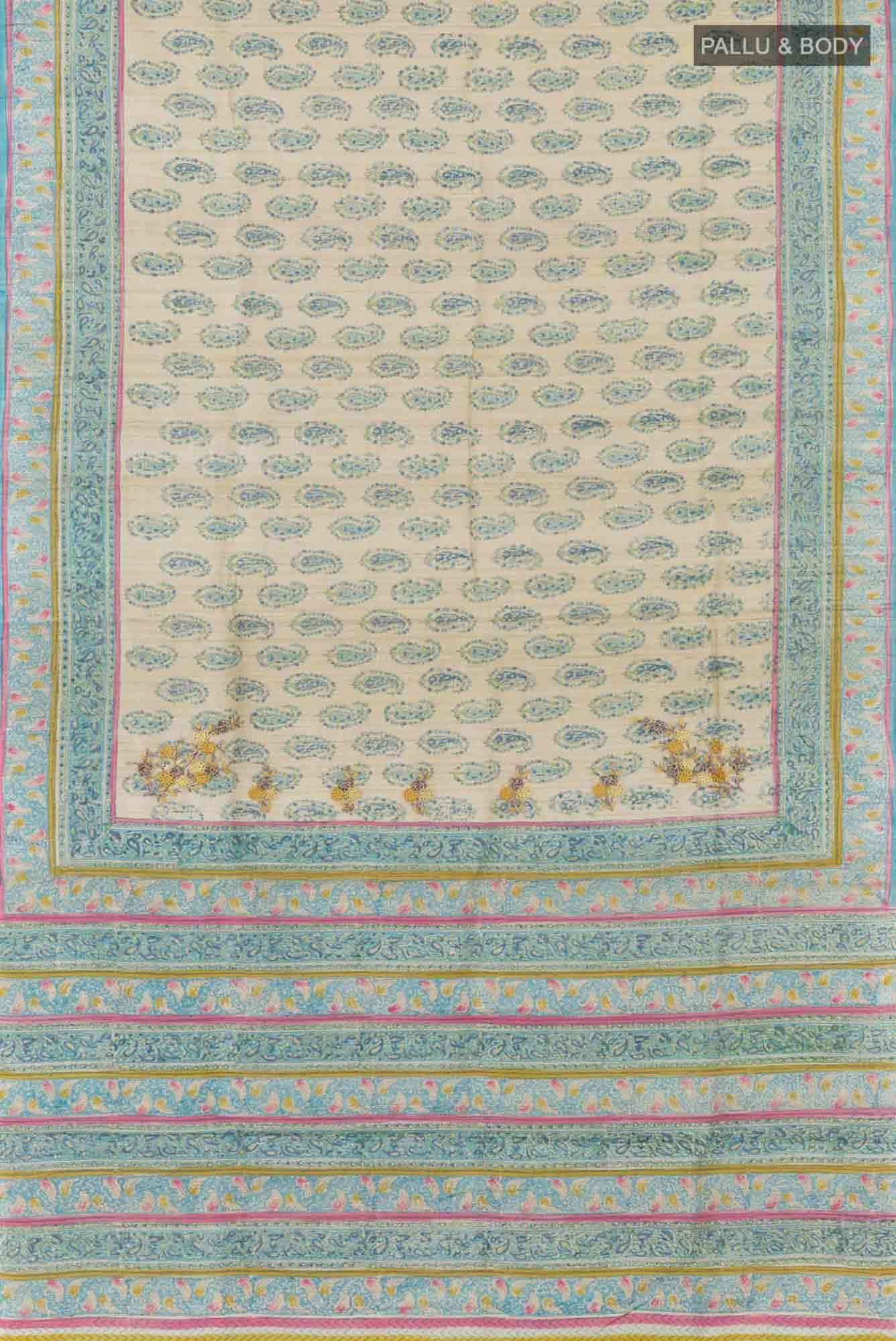 Beige Tussar Saree