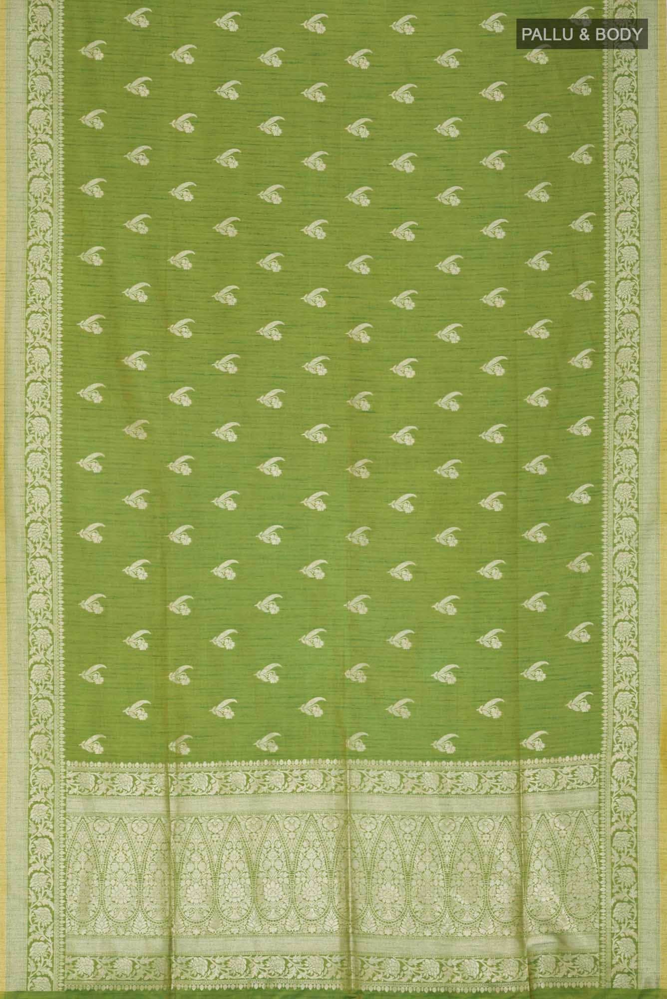 Green Blended Tussar Silk Saree