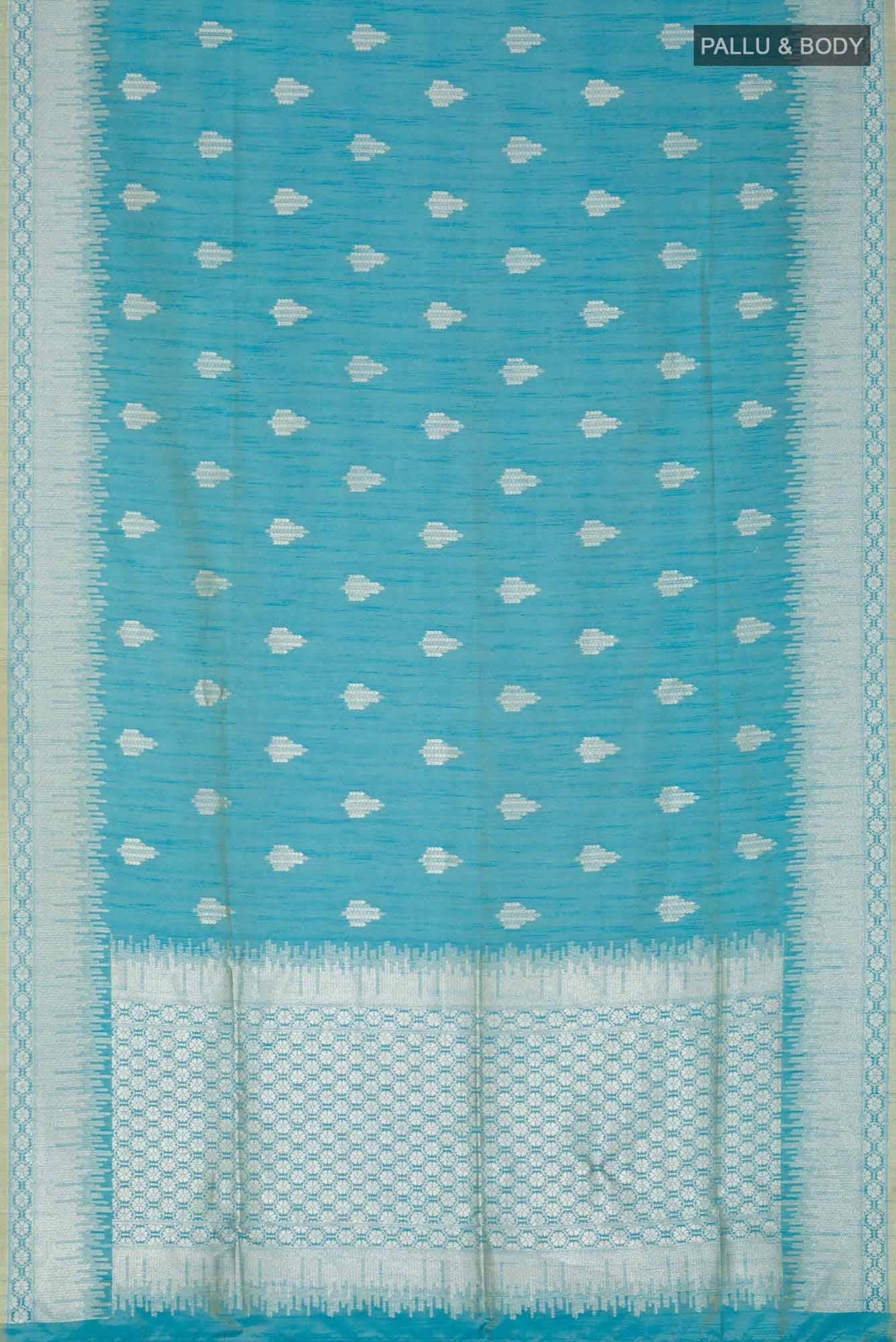 Blue Blended Tussar Silk Saree