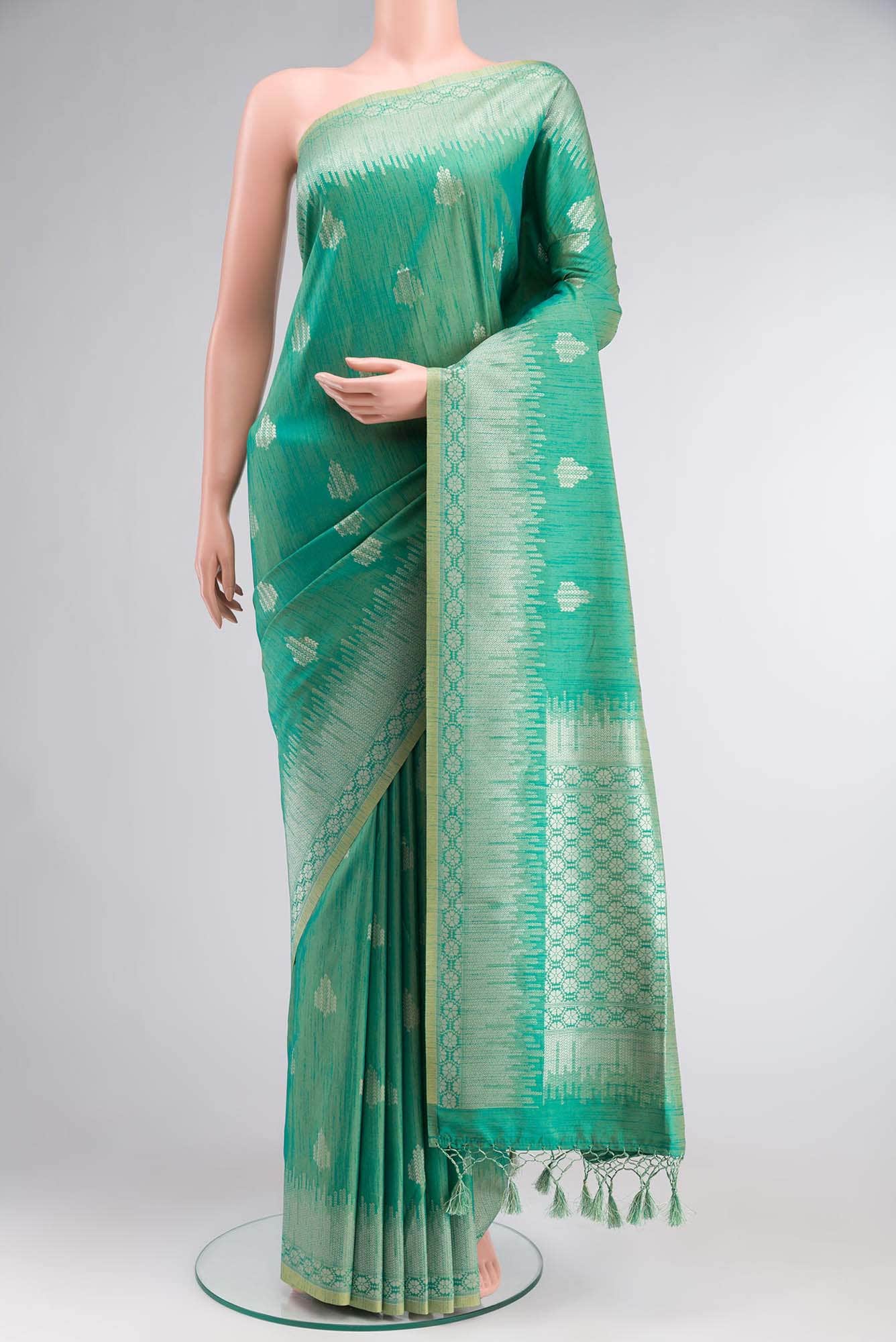 Green Blended Tussar Silk Saree