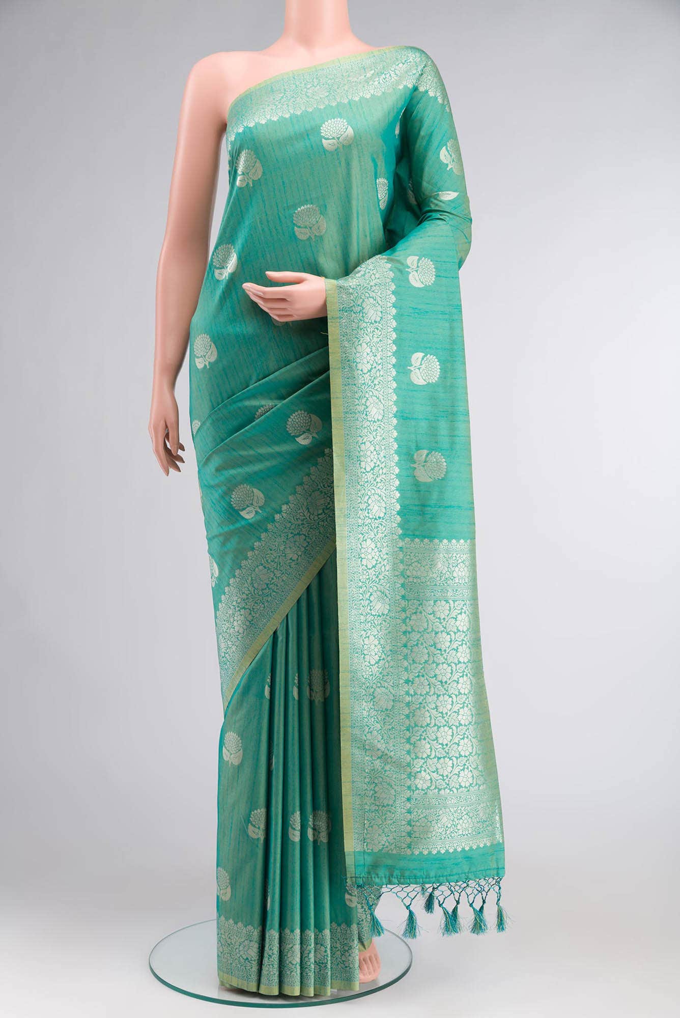 Green Blended Tussar Silk Saree