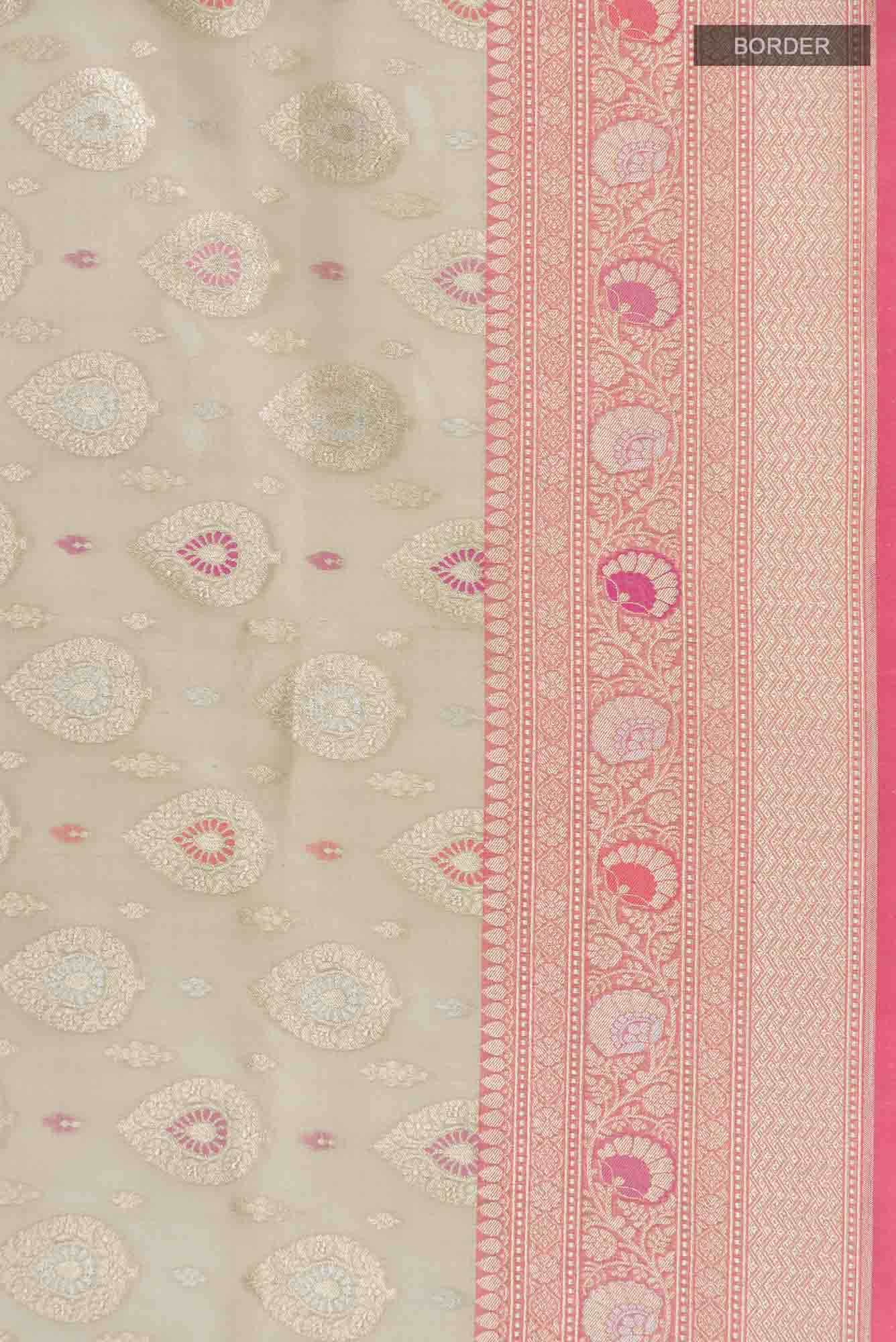 Beige Banarasi Silk Saree