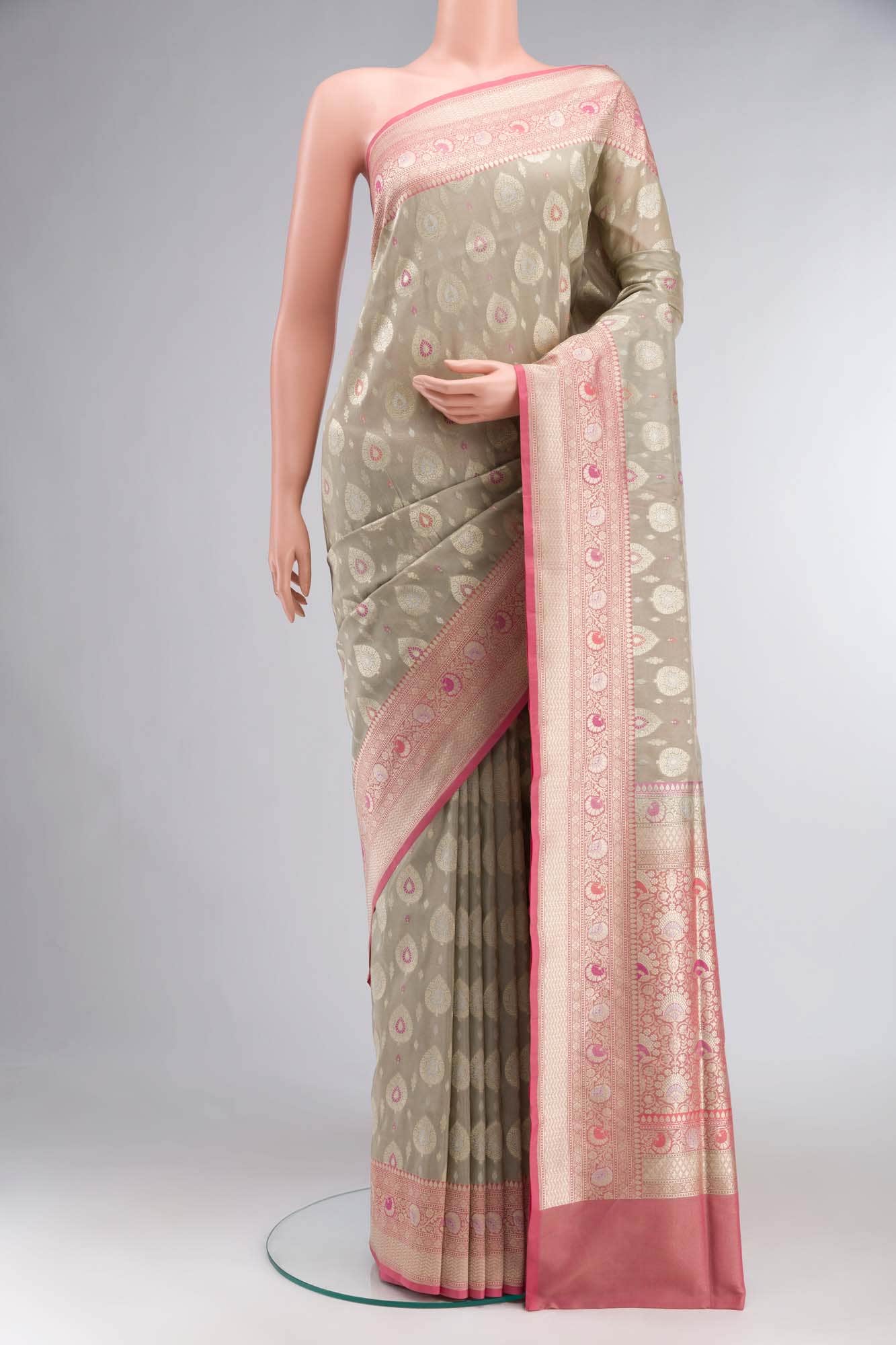 Beige Banarasi Silk Saree