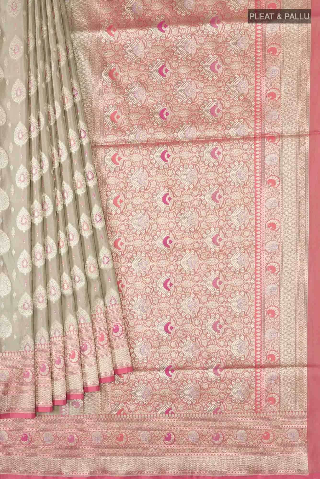Beige Banarasi Silk Saree