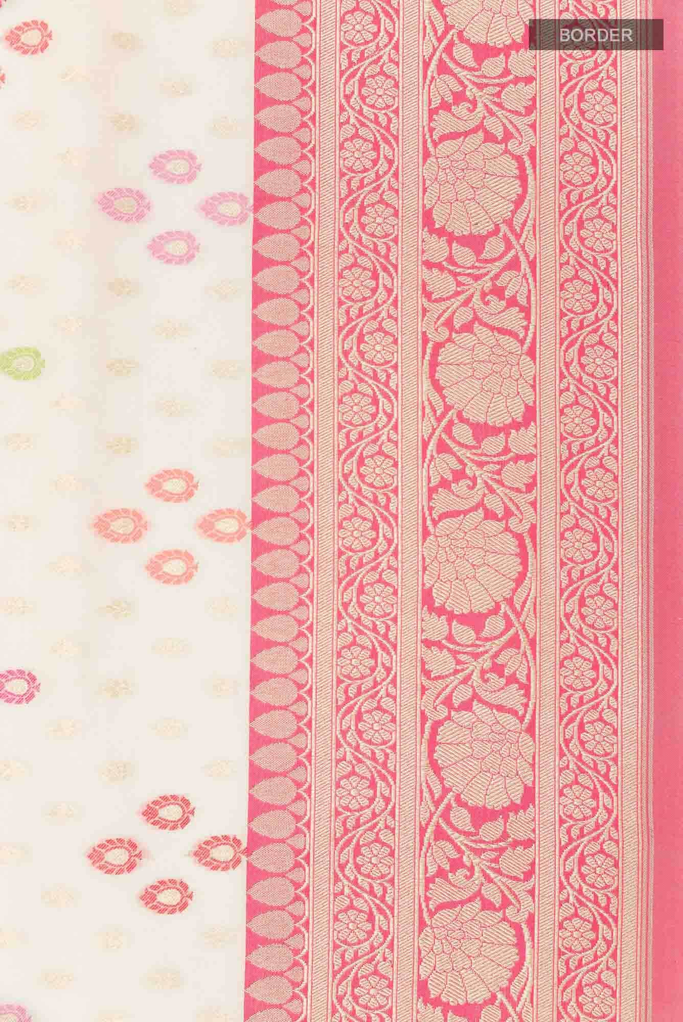 Cream Blended Banarasi Silk Saree