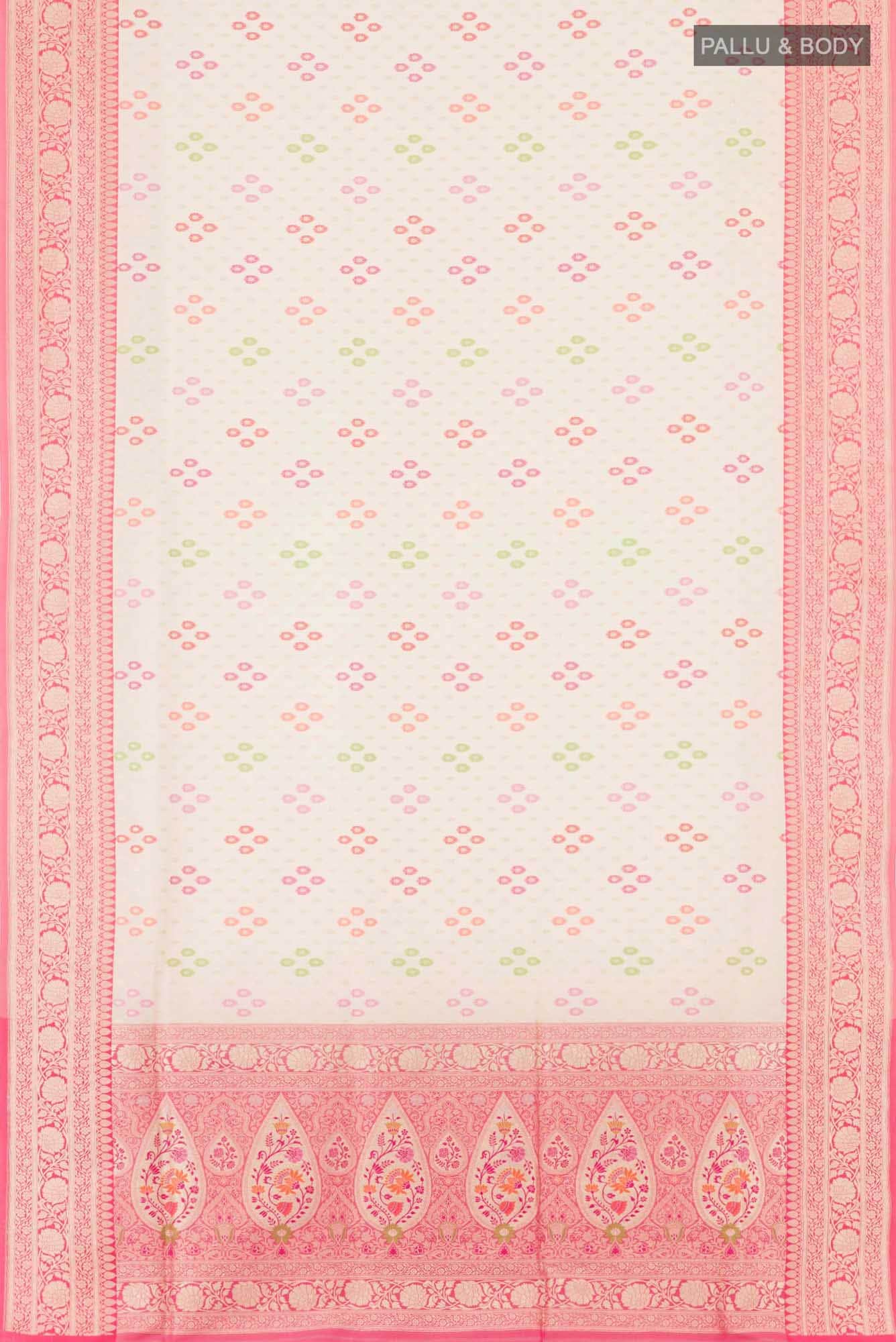 Cream Blended Banarasi Silk Saree