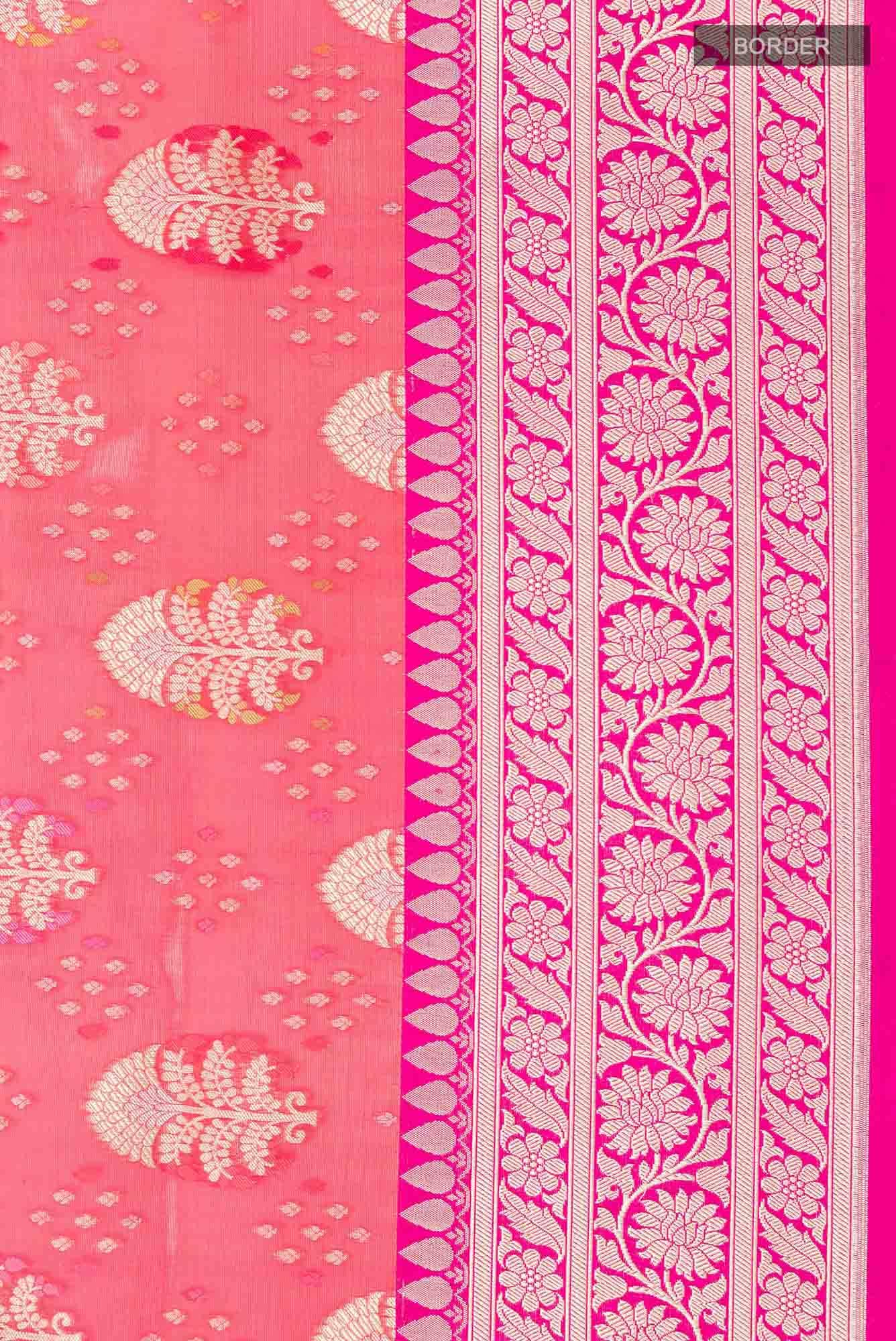 Pink Blended Banarasi Silk Saree