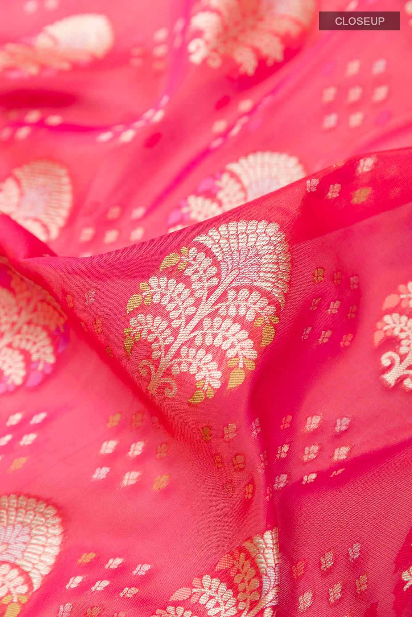 Pink Blended Banarasi Silk Saree