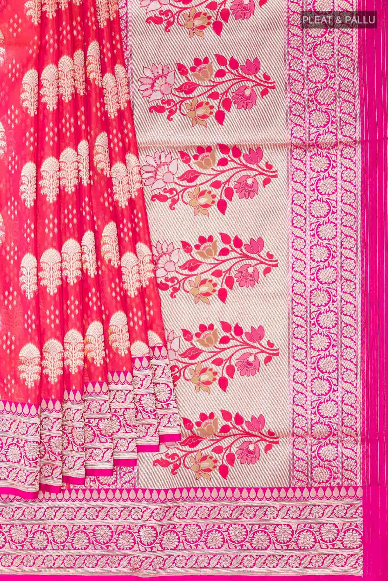 Pink Blended Banarasi Silk Saree