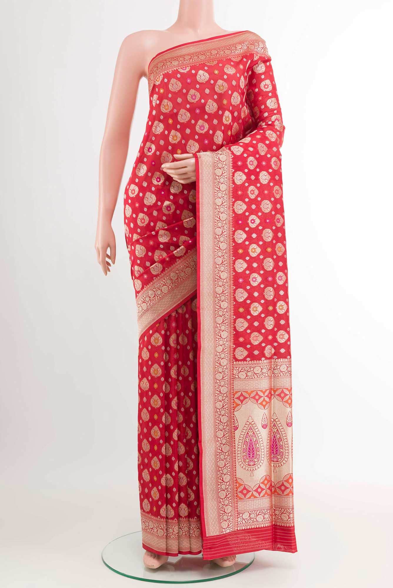 Red Blended Banarasi Silk Saree