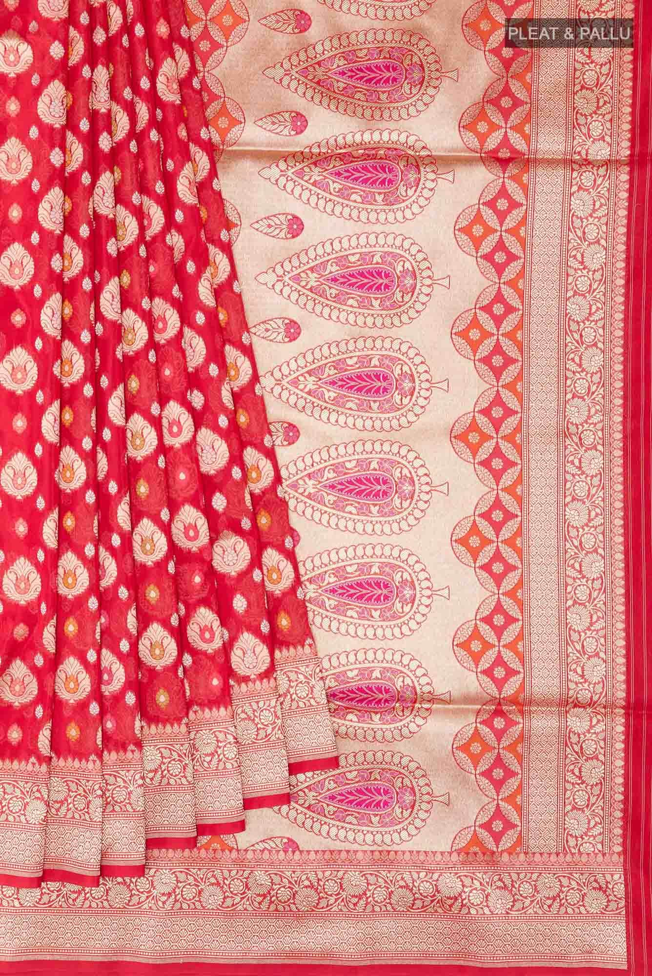Red Blended Banarasi Silk Saree