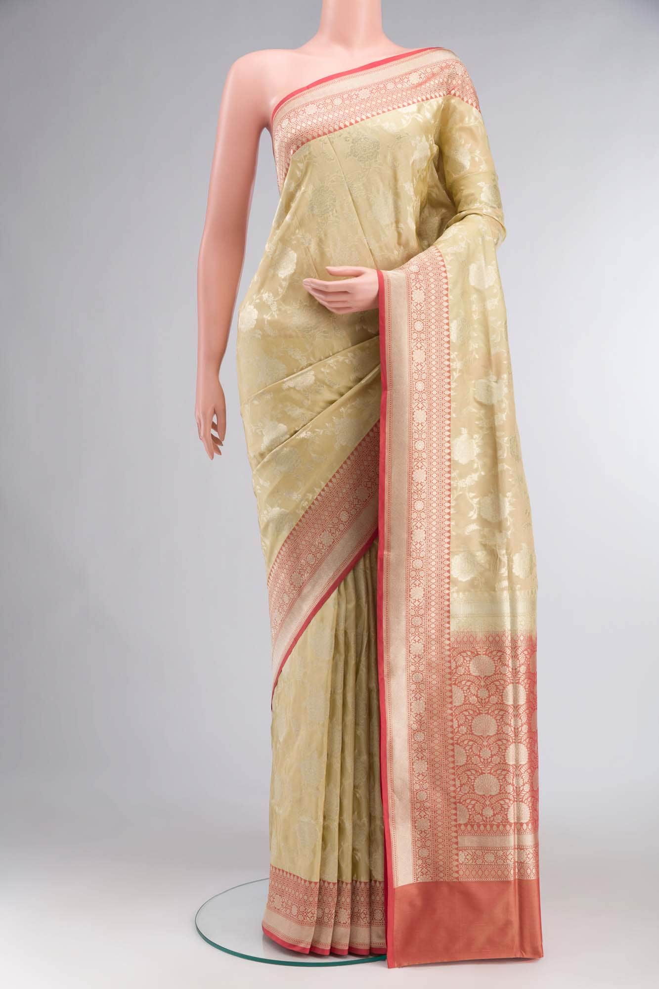 Beige Banarasi Silk Saree