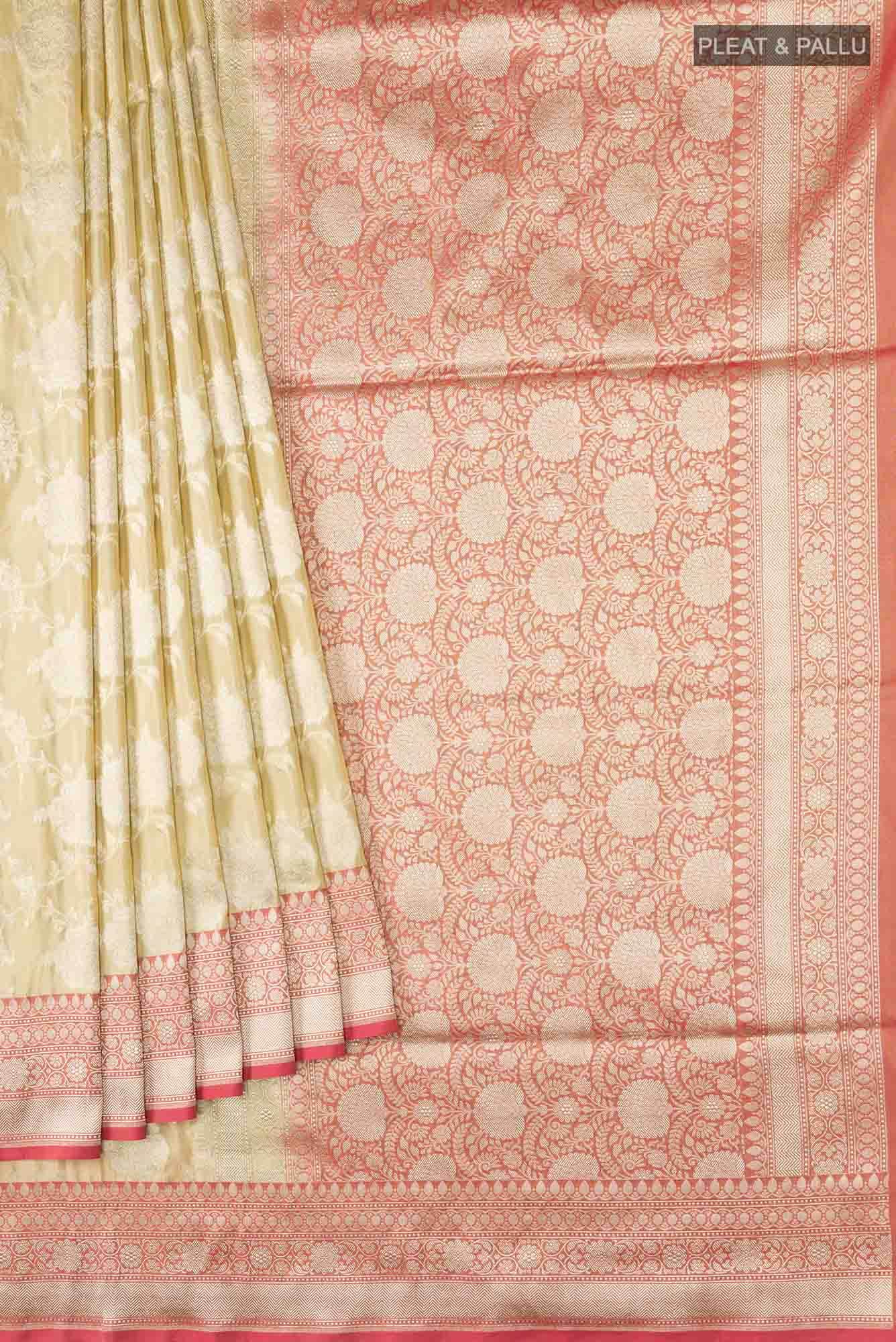 Beige Banarasi Silk Saree