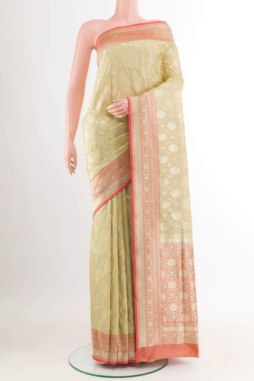 Beige Blended Banarasi Silk Saree