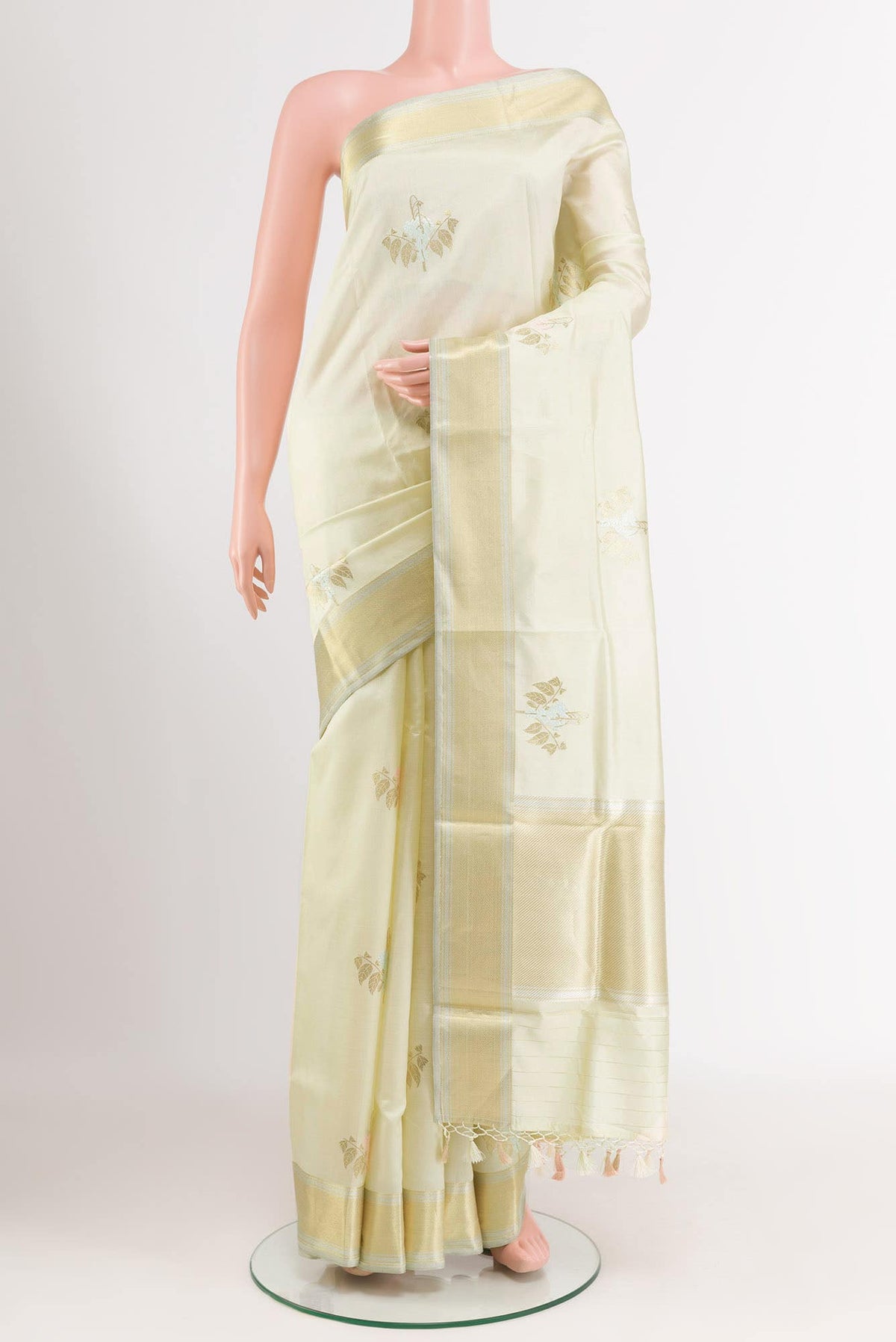 Off White Banarasi Silk Saree