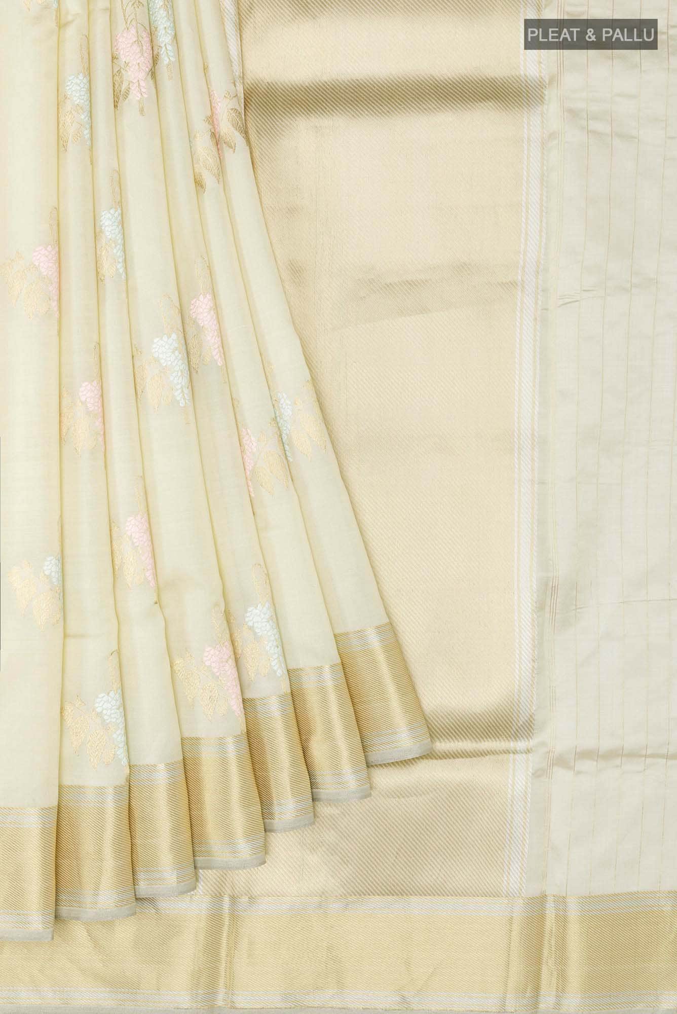 Off White Banarasi Silk Saree
