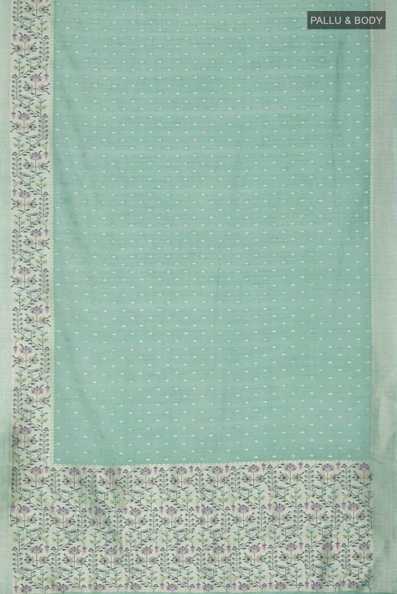 Green Blended Tussar Silk Saree