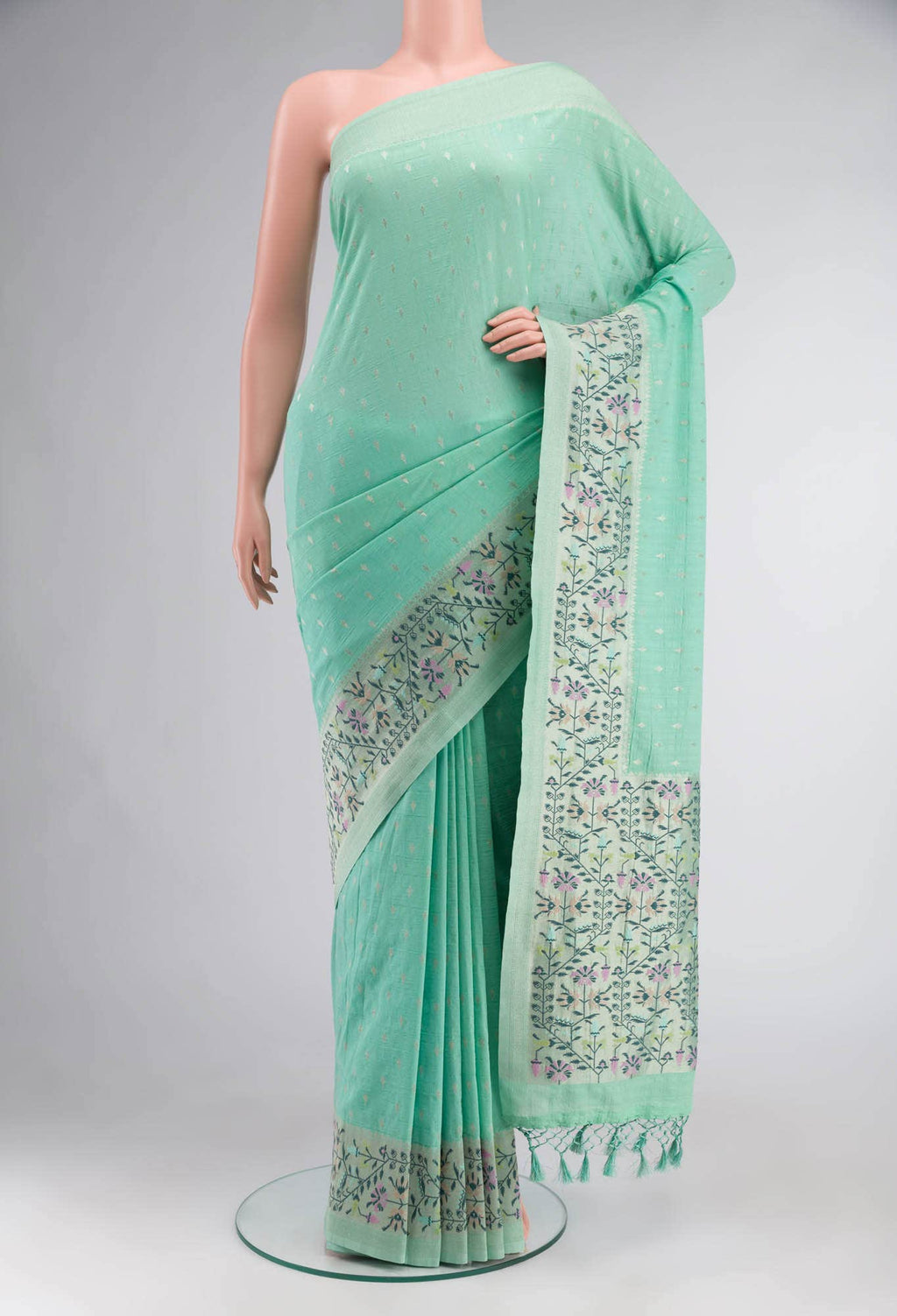 Green Blended Tussar Silk Saree