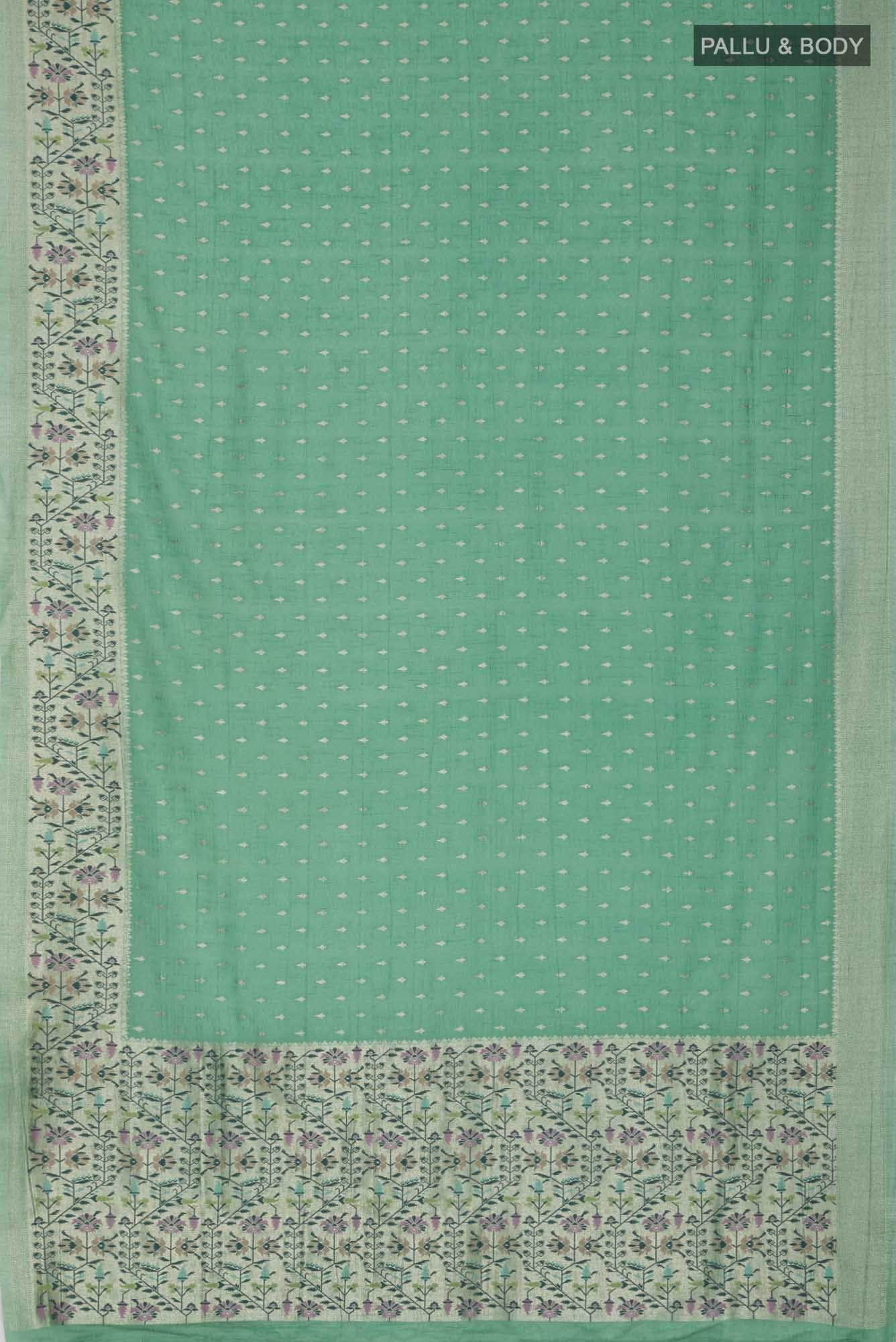 Green Blended Tussar Silk Saree