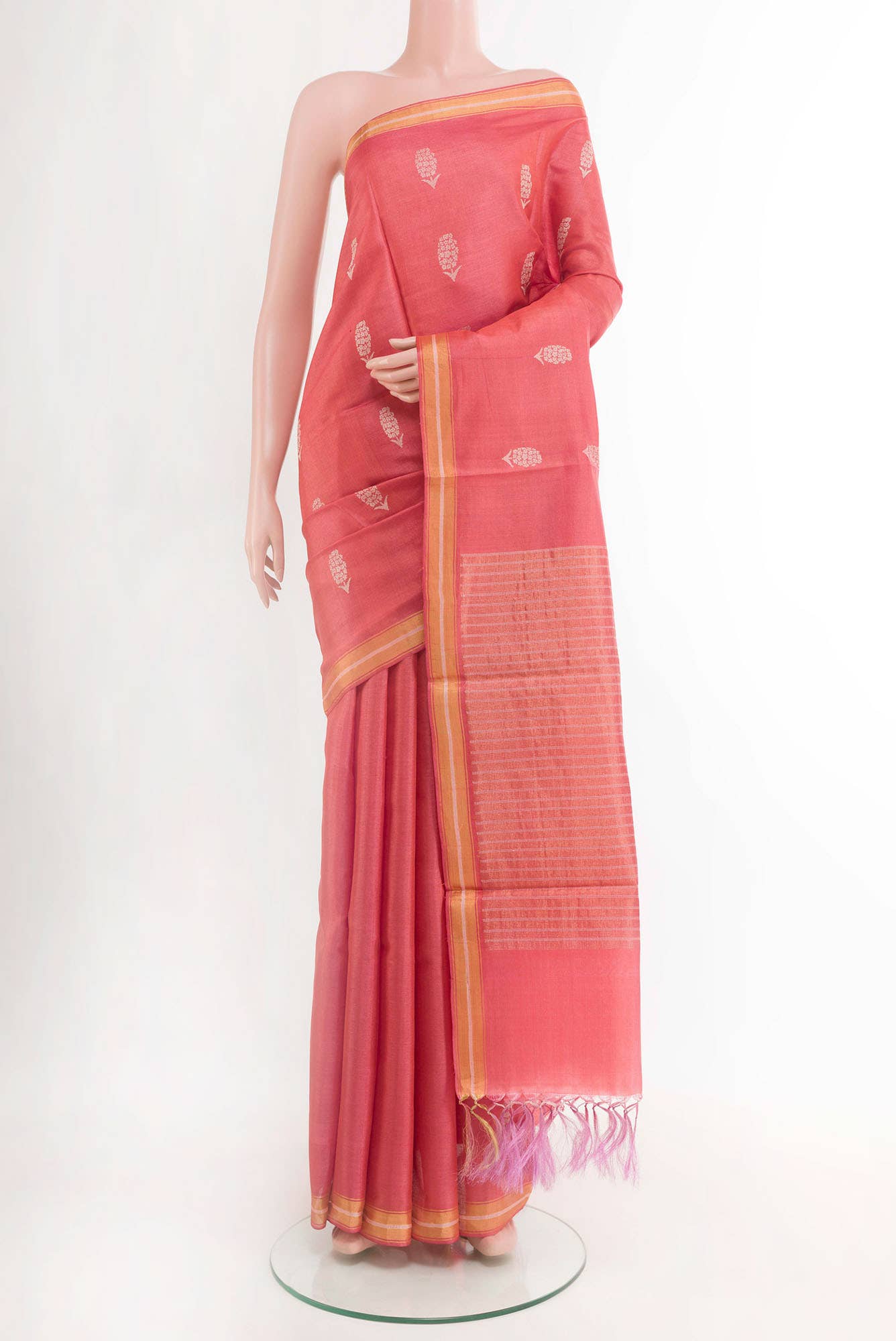 Peach Tussar Saree