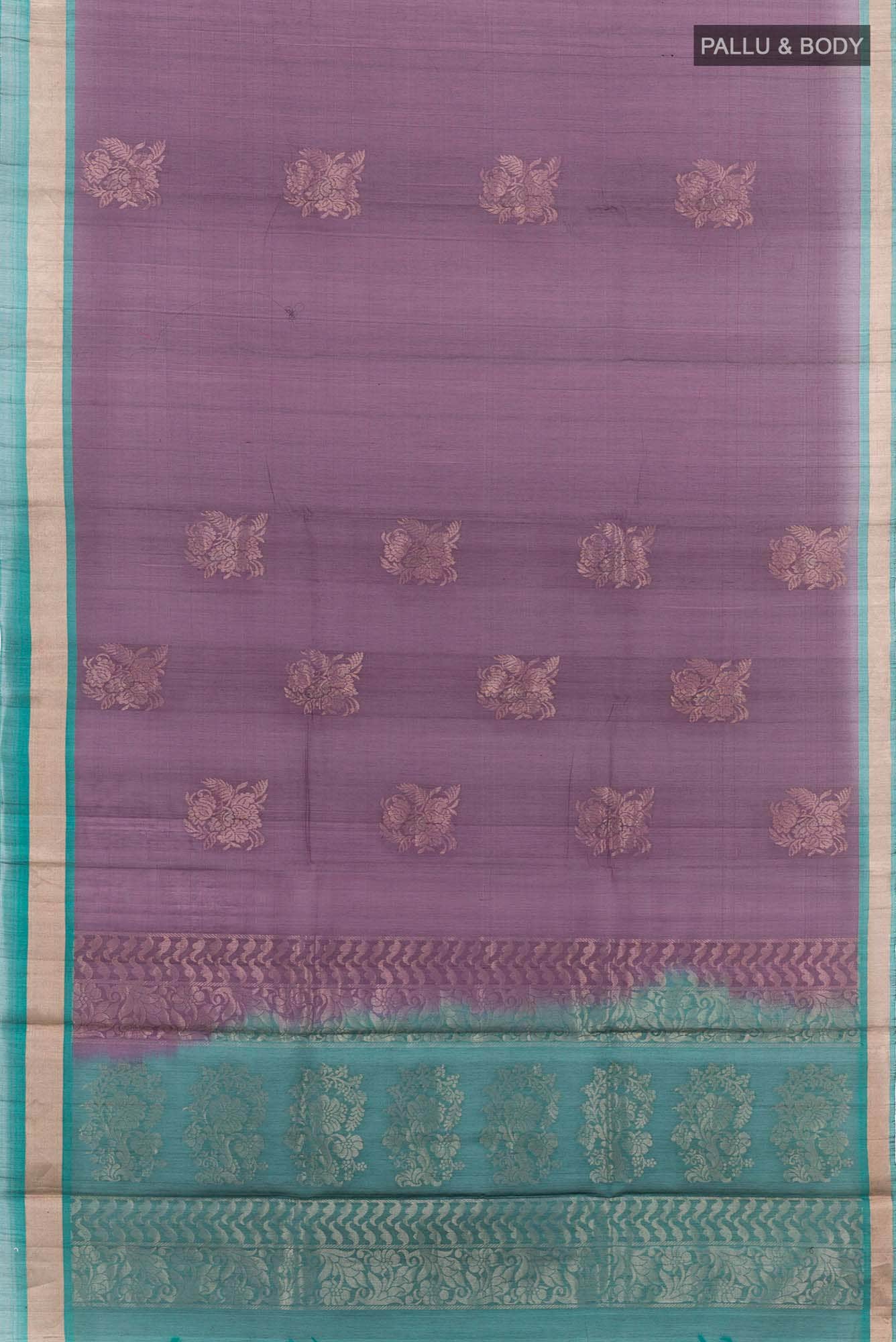 Purple Blended Kora Cotton Saree
