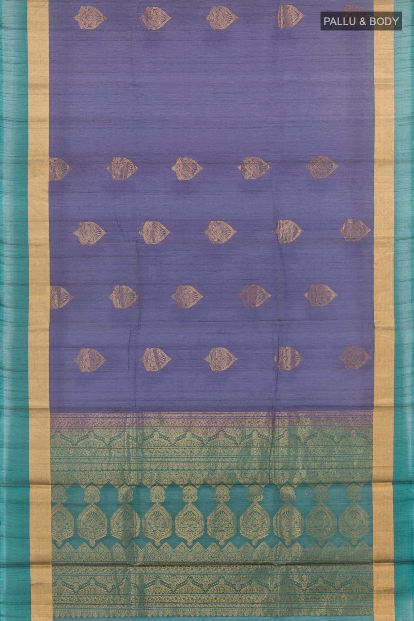 Dark Blue Blended Kora Cotton Saree