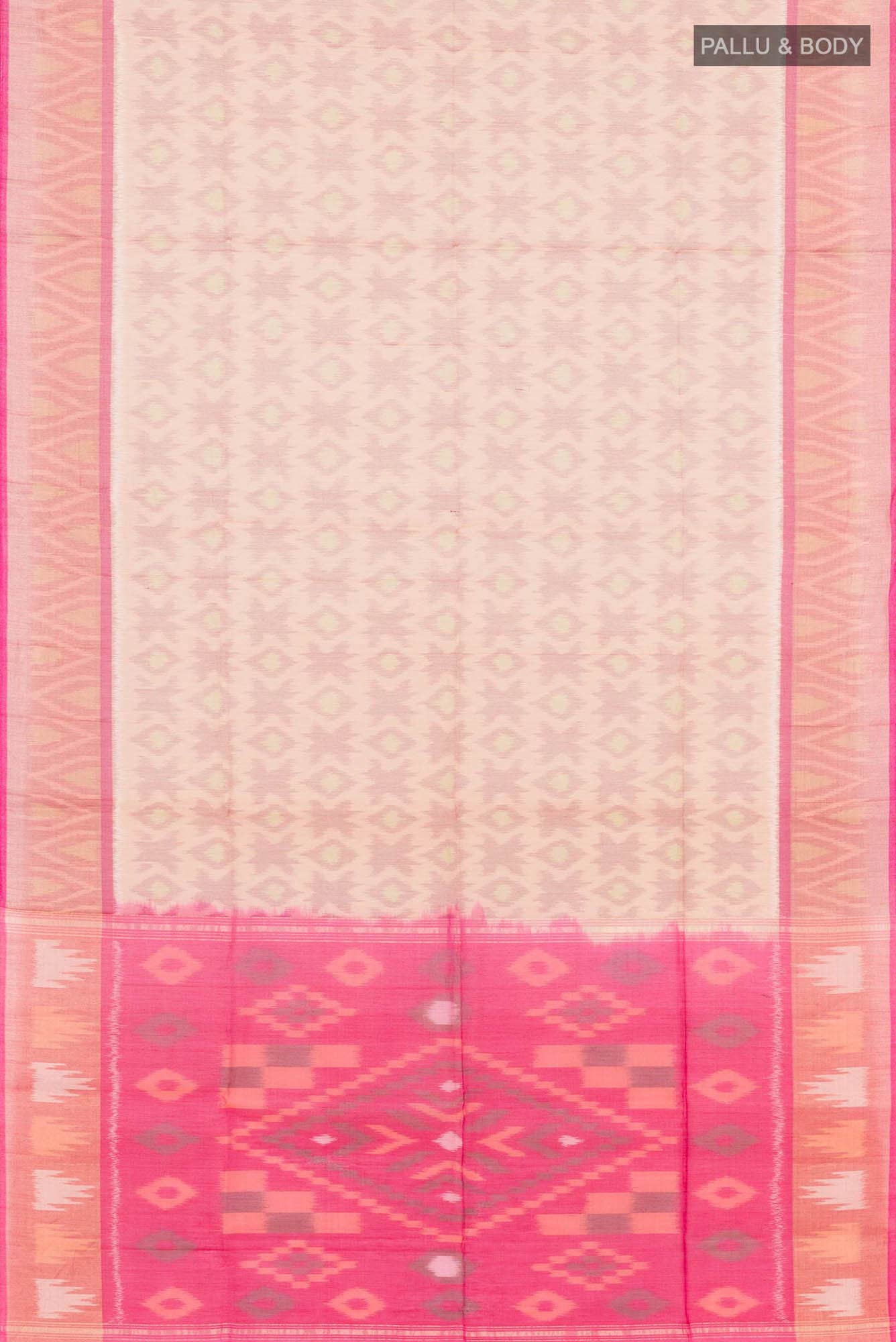 Beige Blended Kora Cotton Saree