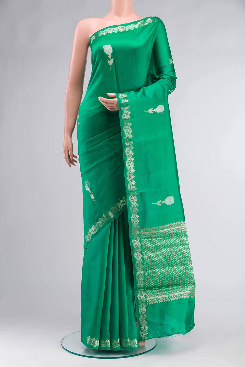 Green Banarasi Raw Silk Saree