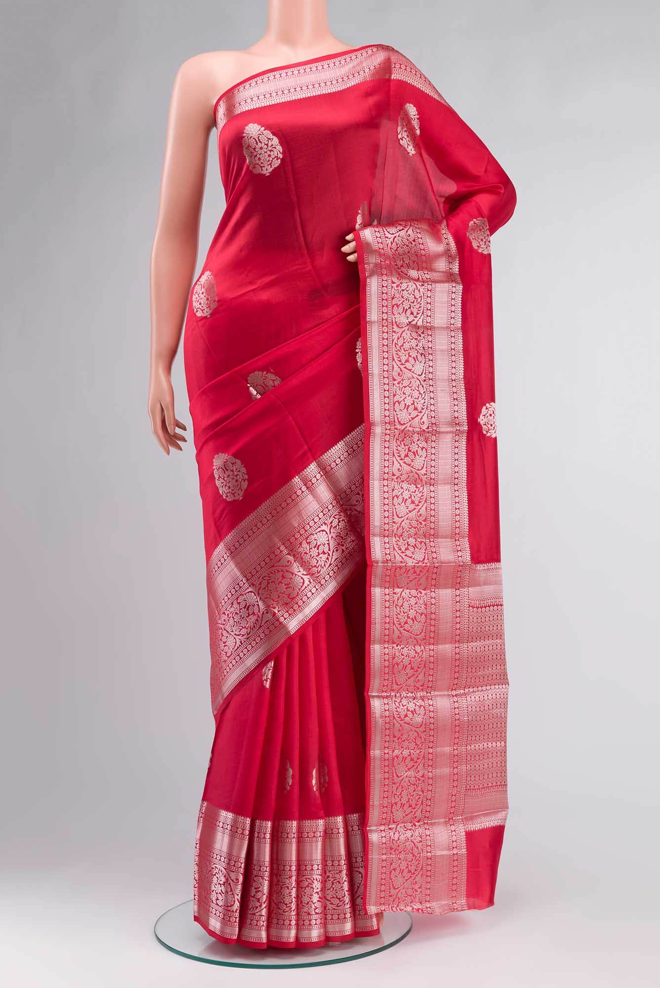 Red Banarasi Raw Silk Saree