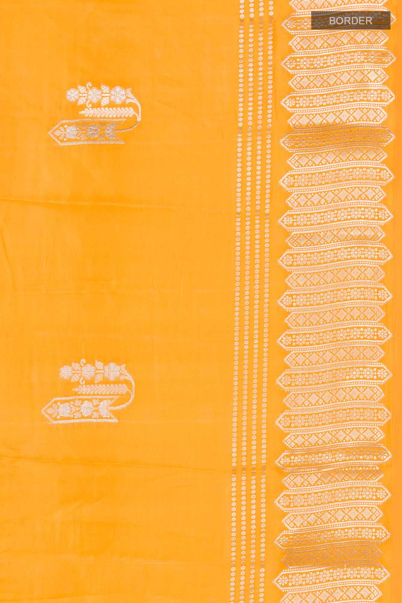 Orange Banarasi Raw Silk Saree
