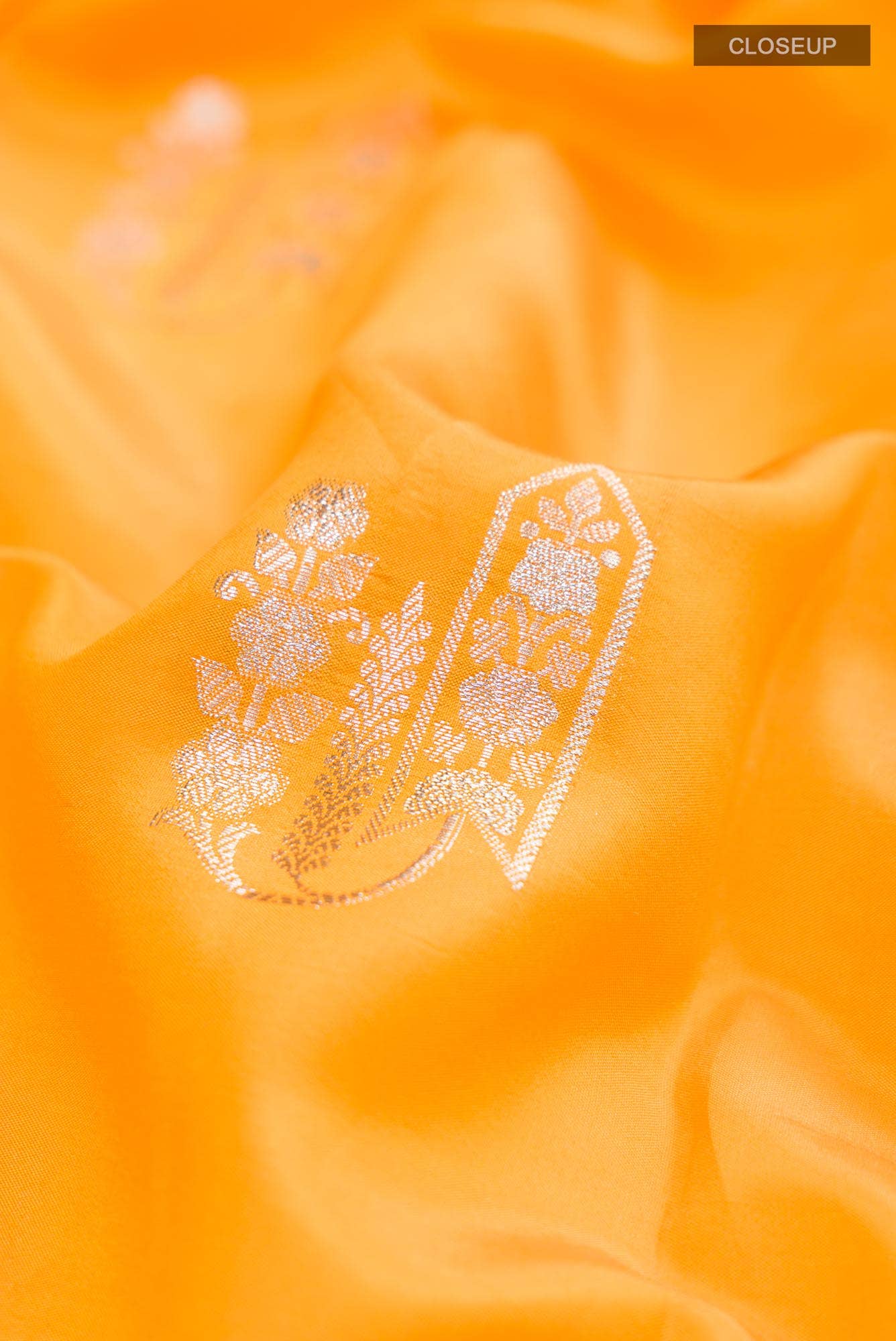 Orange Banarasi Raw Silk Saree