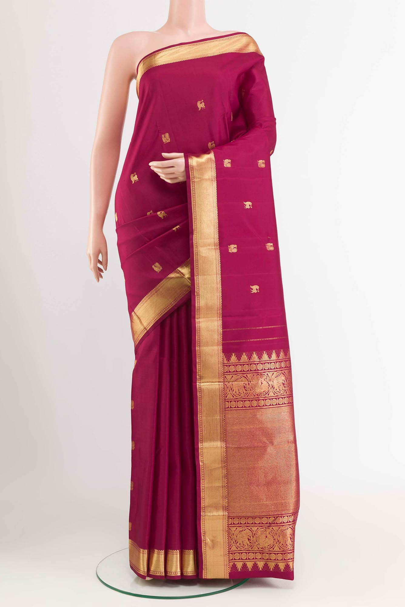 Dark Pink Kanchipuram Silk Saree