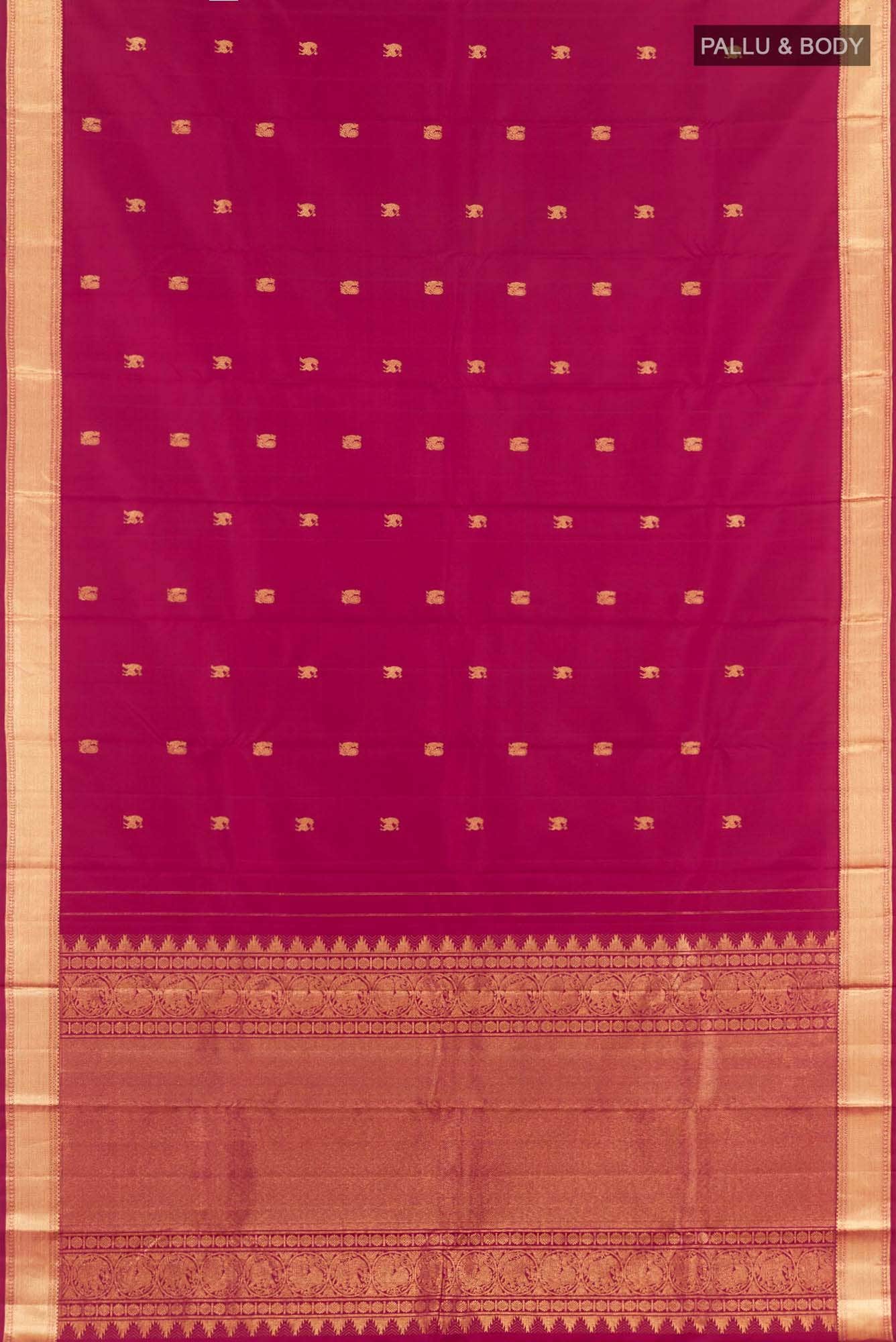 Dark Pink Kanchipuram Silk Saree