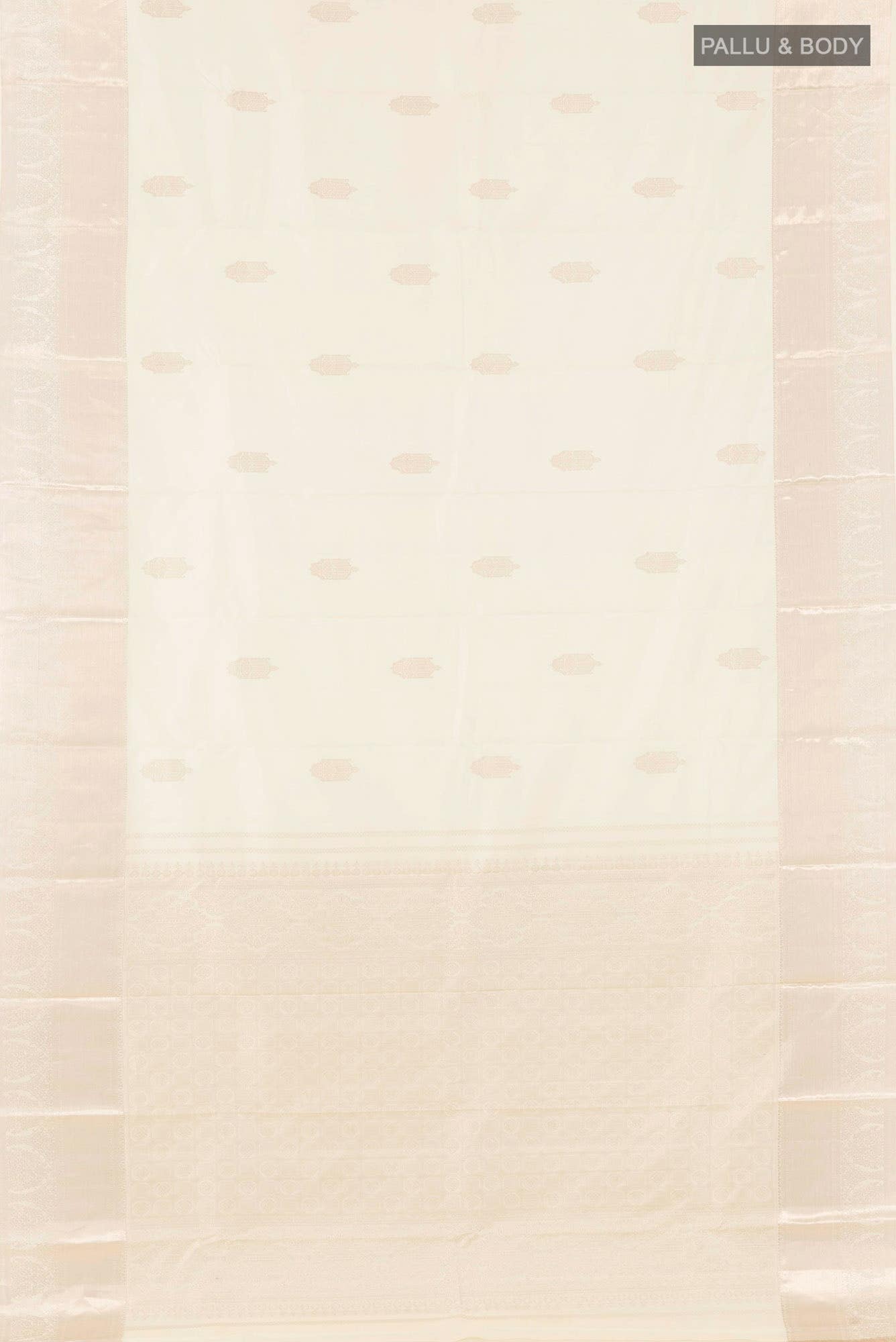 Off White Kanchipuram Silk Saree
