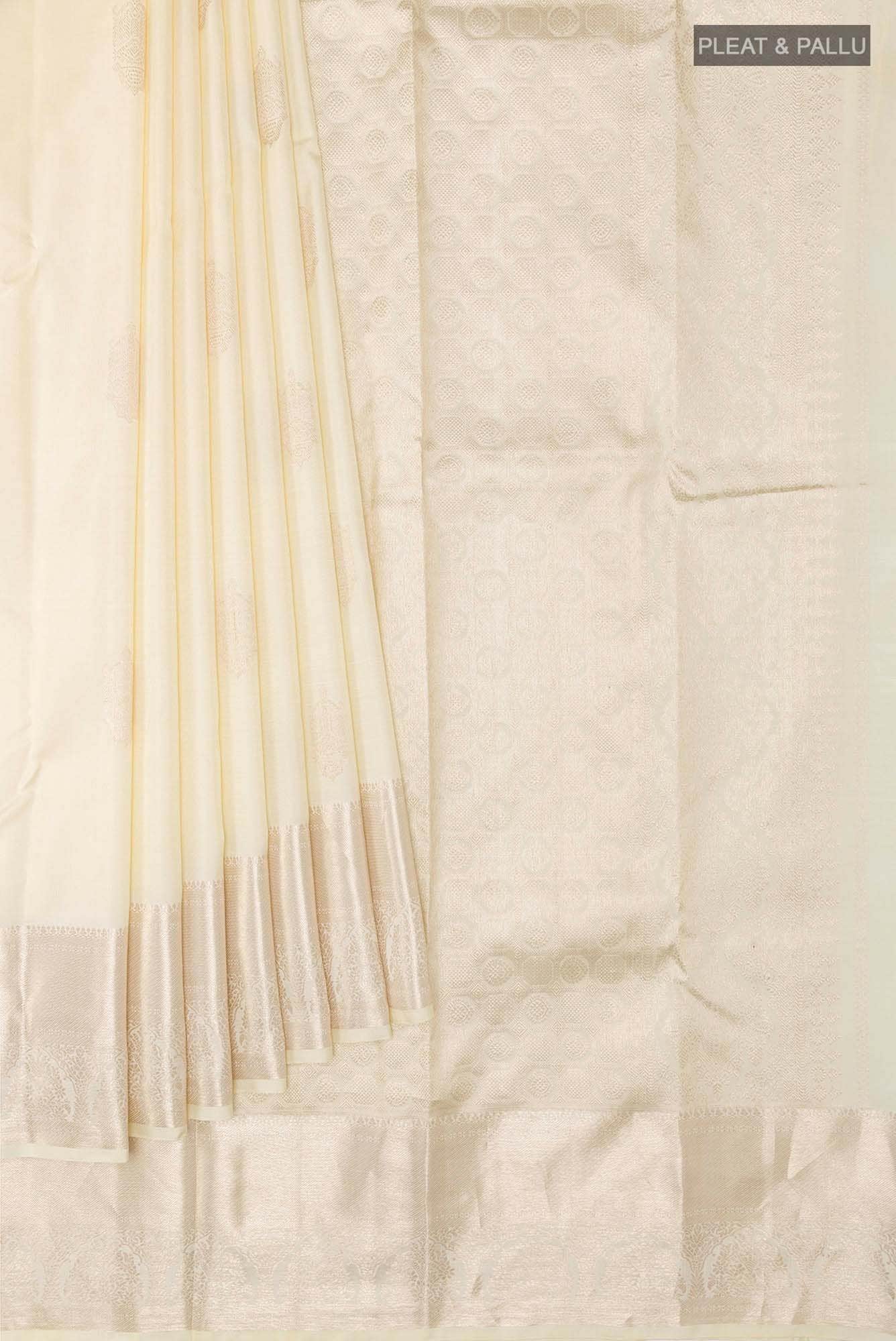 Off White Kanchipuram Silk Saree