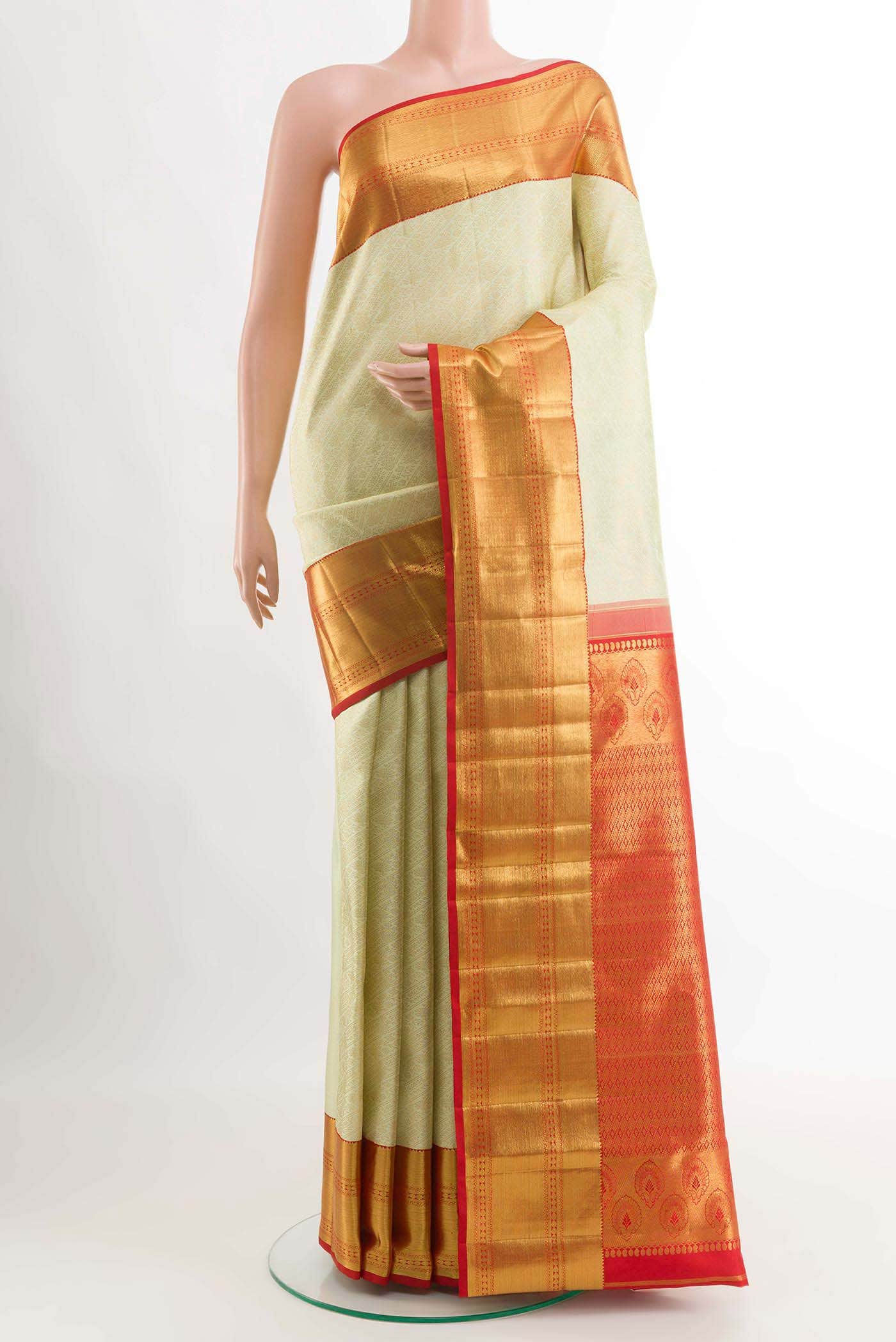 Pearl White Kanchipuram Silk Saree