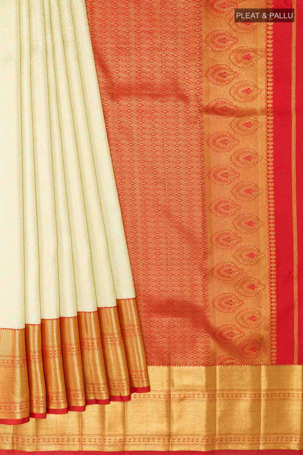 Pearl White Kanchipuram Silk Saree