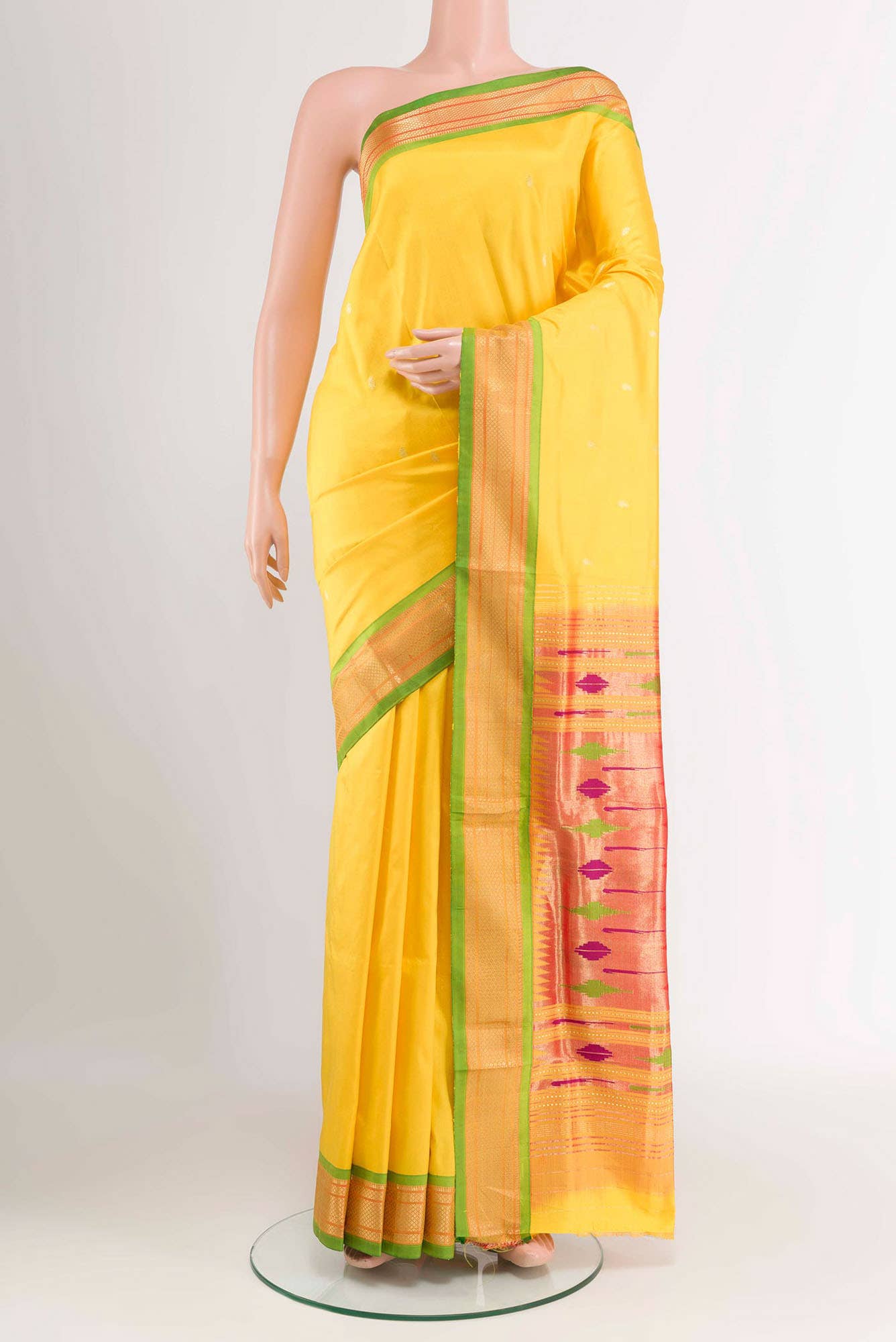 Yellow Paithani Silk Saree