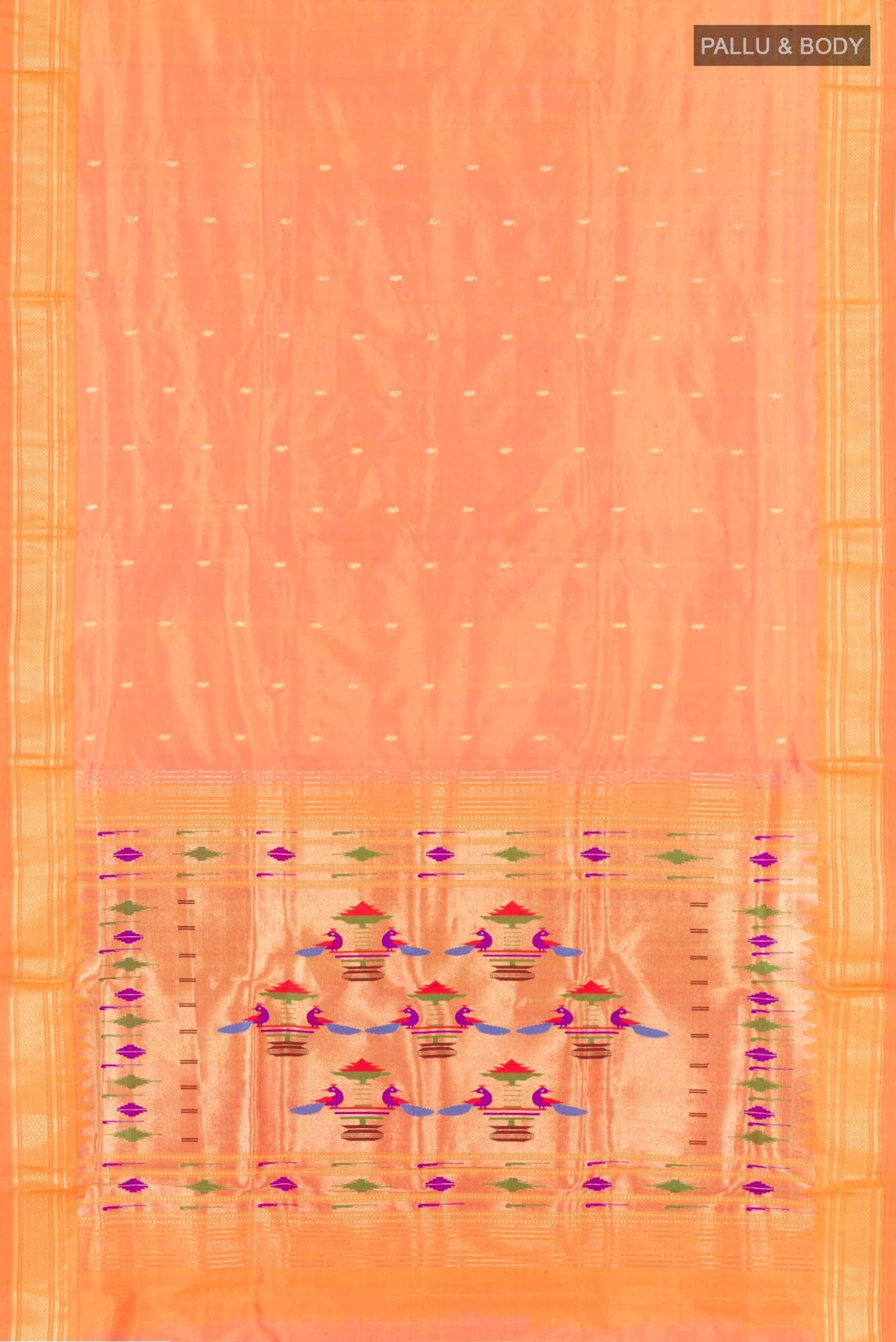 Peach Dual Tone Paithani Silk Saree