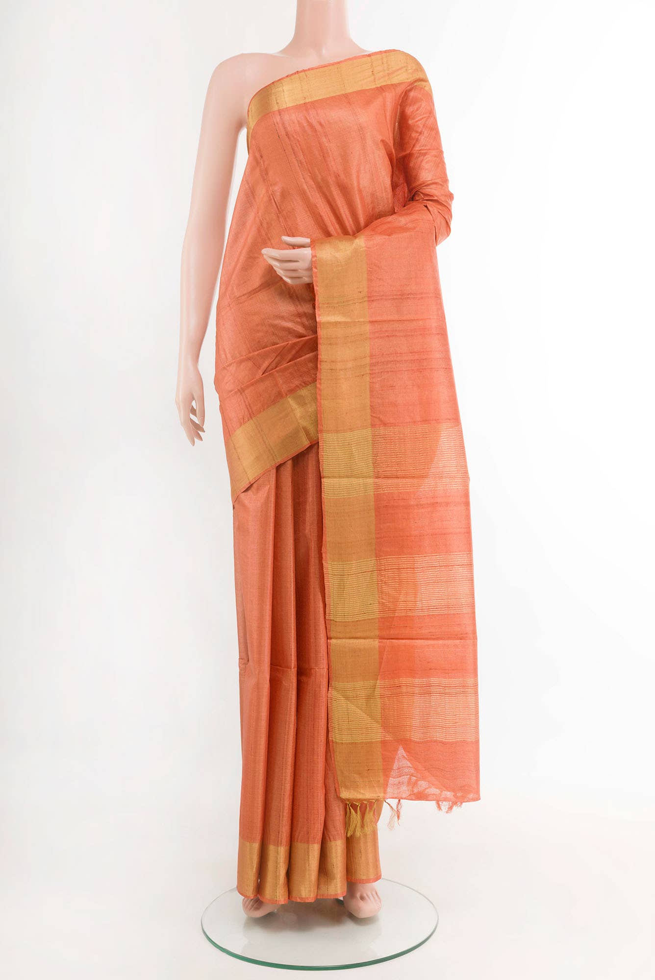 Rust Tussar Saree