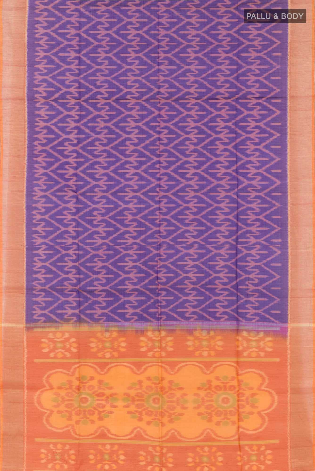 Dark Blue Blended Kora Cotton Saree