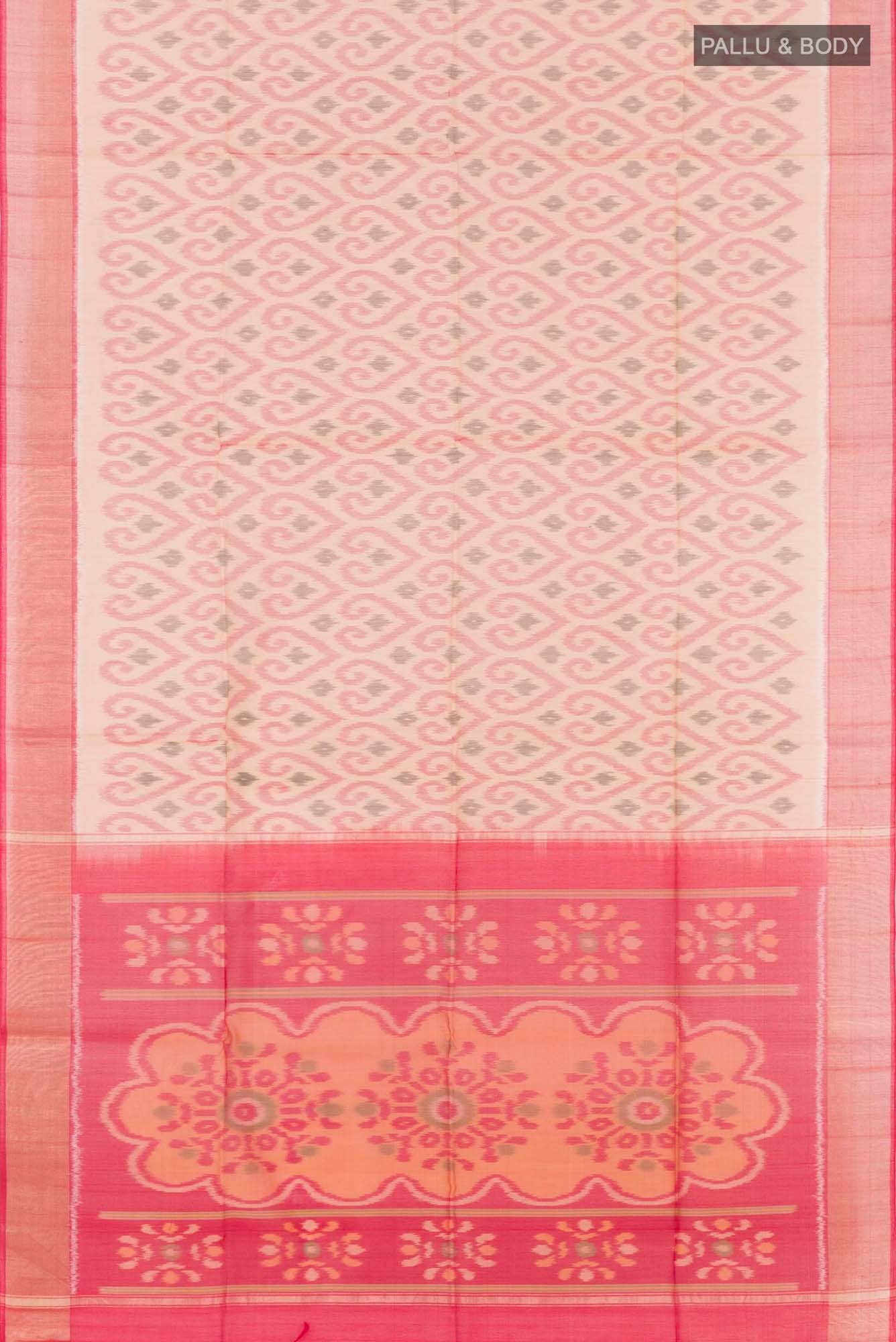 Dark Beige Blended Kora Cotton Saree