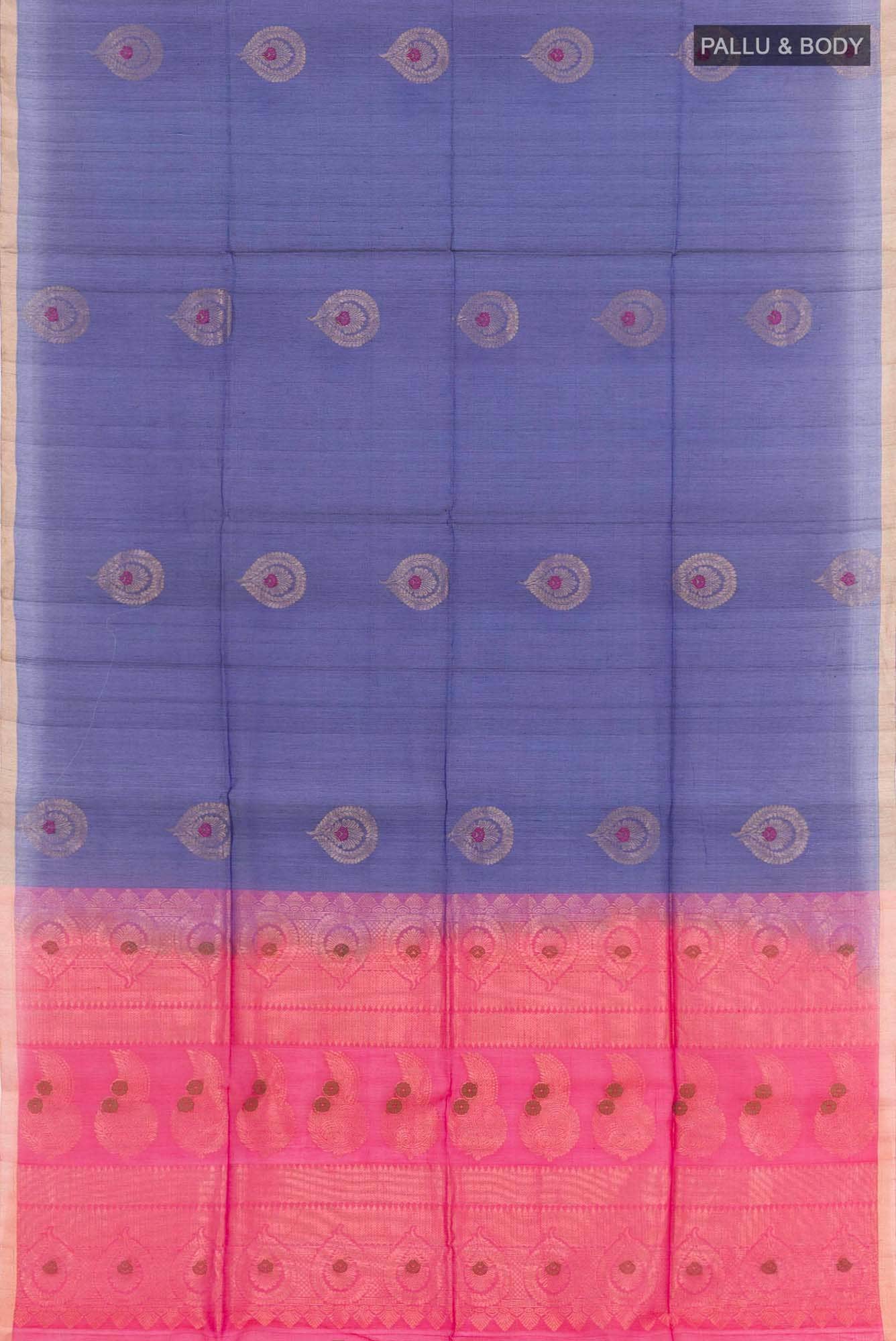 Dark Blue Blended Kora Cotton Saree