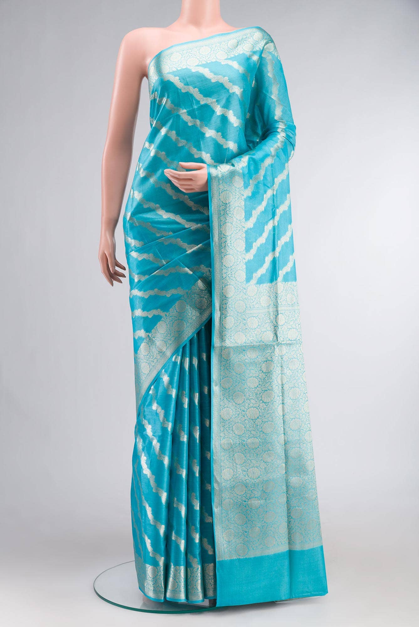 Blue Banarasi Tussar Silk Saree