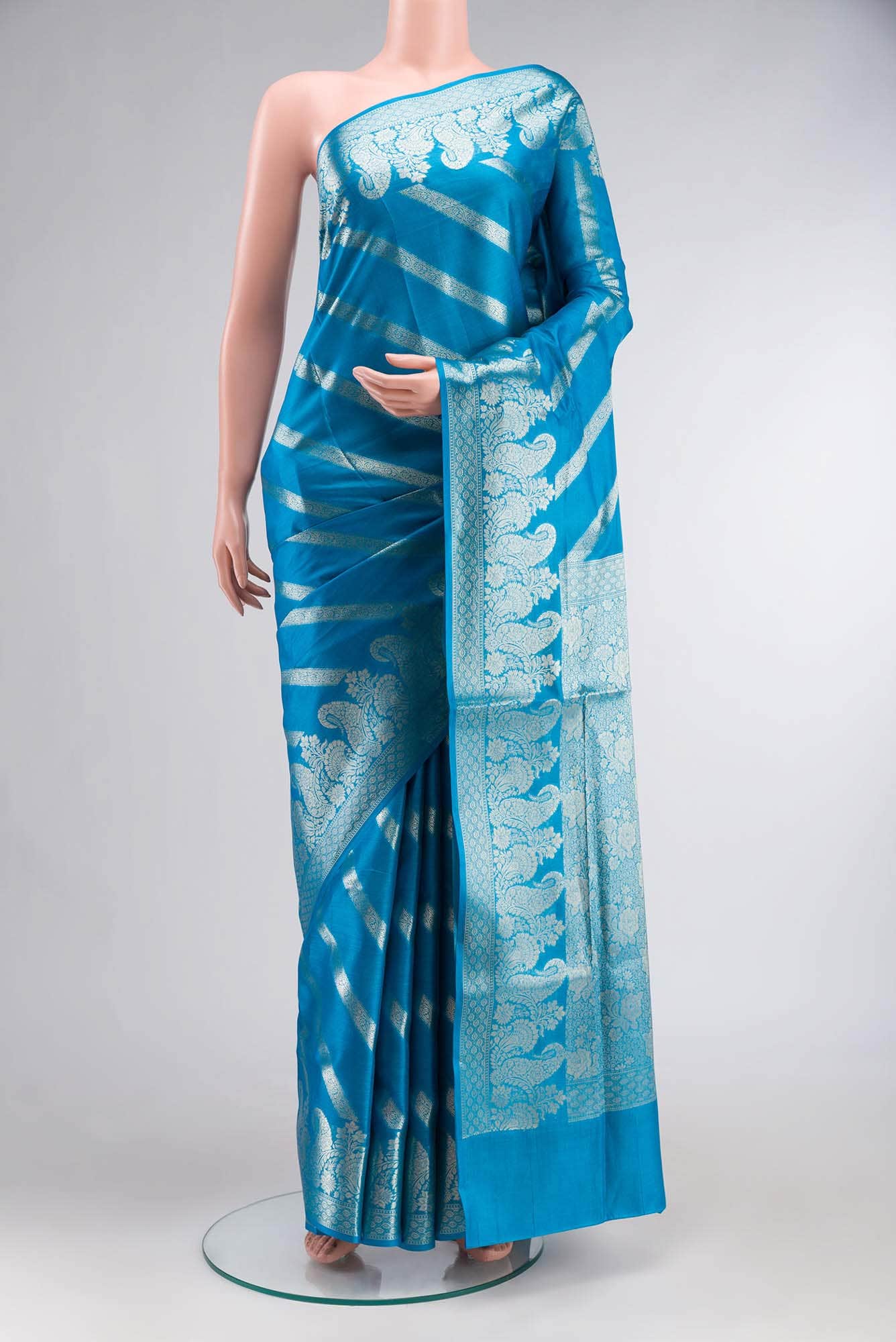 Blue Banarasi Tussar Silk Saree