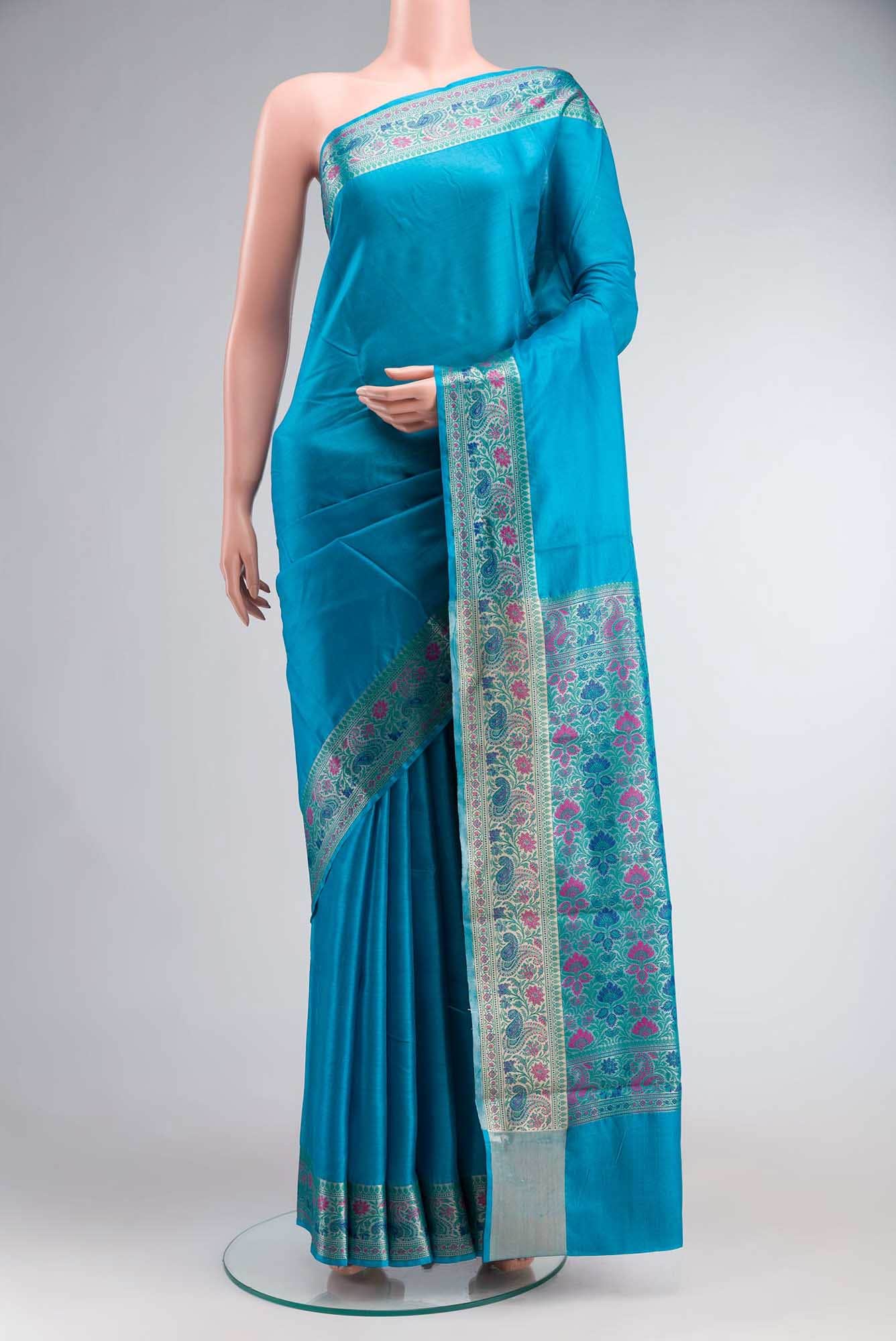 Blue Banarasi Tussar Silk Saree