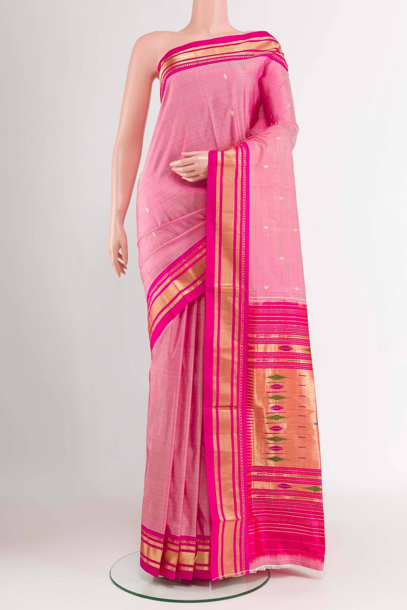 Pink Paithani Silk Saree